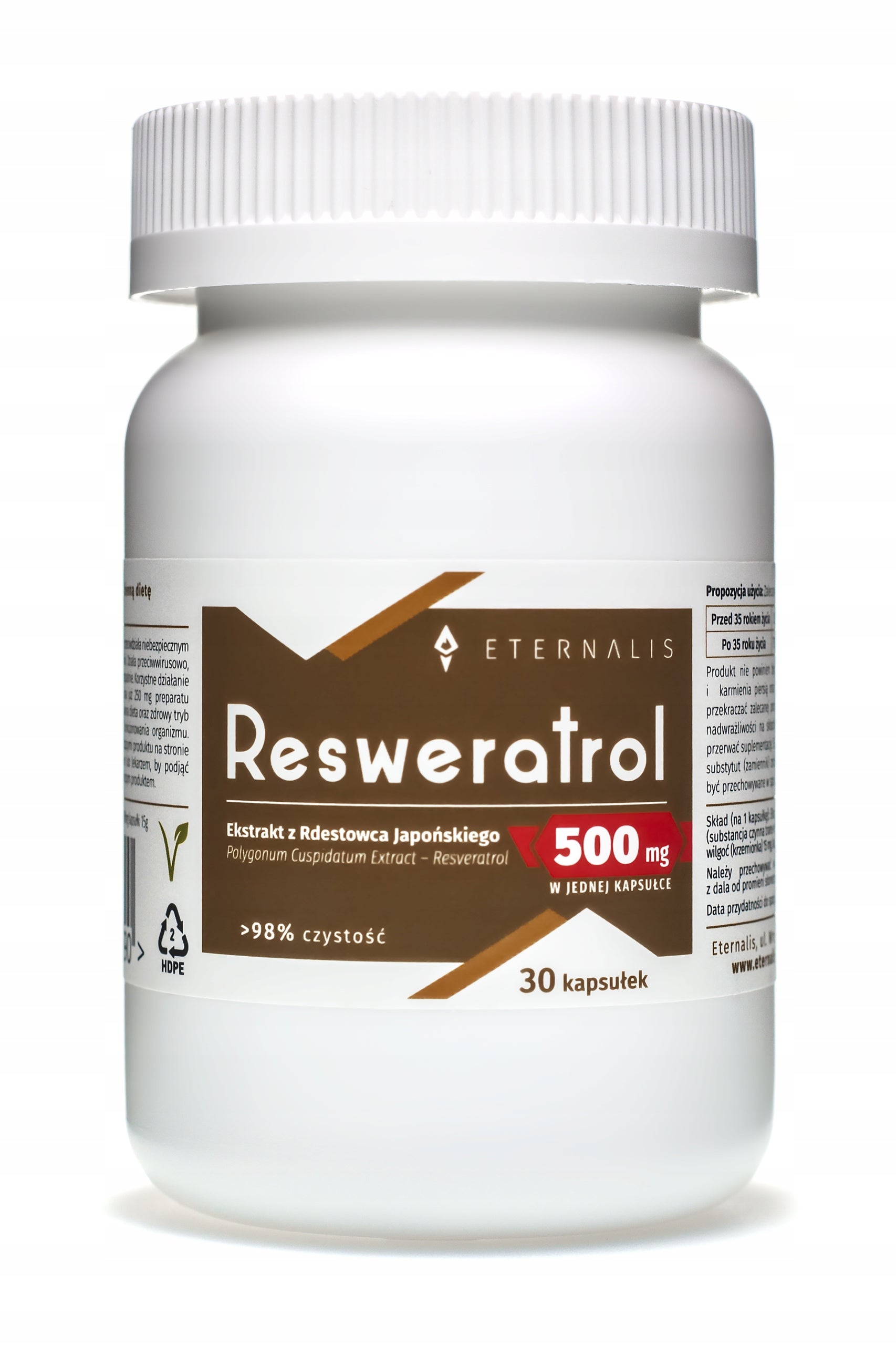 Resveratrol 500mg (standard 98% not 10%) capsules 30 pcs.