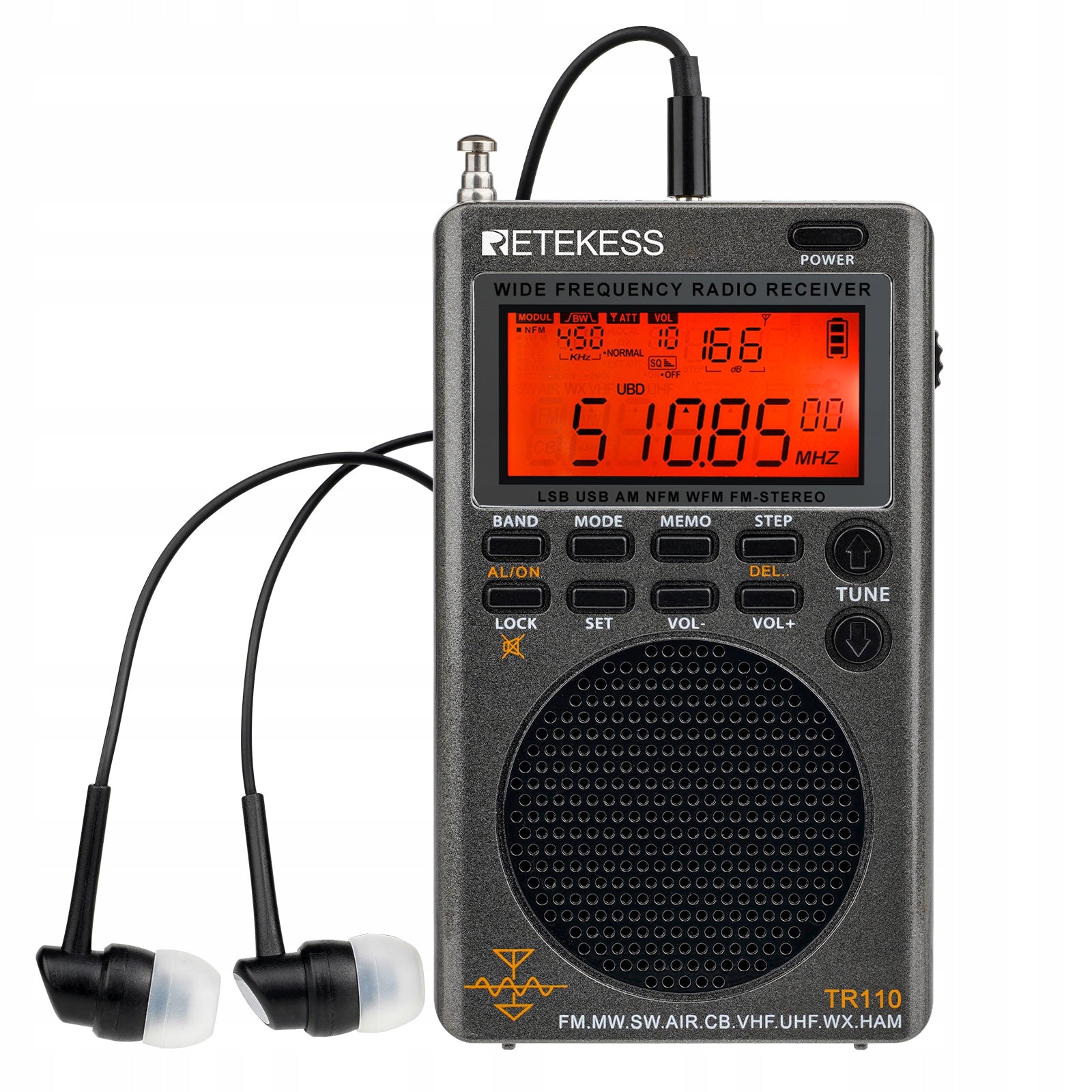 Retekess TR110 FM Portable Radio MW SW SSB Air Band World Receives Radio