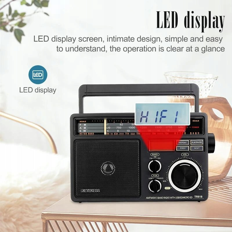 Retekess TR618 Portable Radio, FM AM SW Kitchen Radio, MP3 Player Manufacturer code F9240A