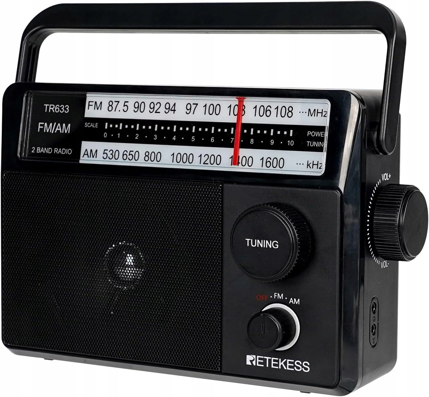 Retekess TR633 Portable Radio,AM FM Kitchen Radio, Large Speaker (Black)