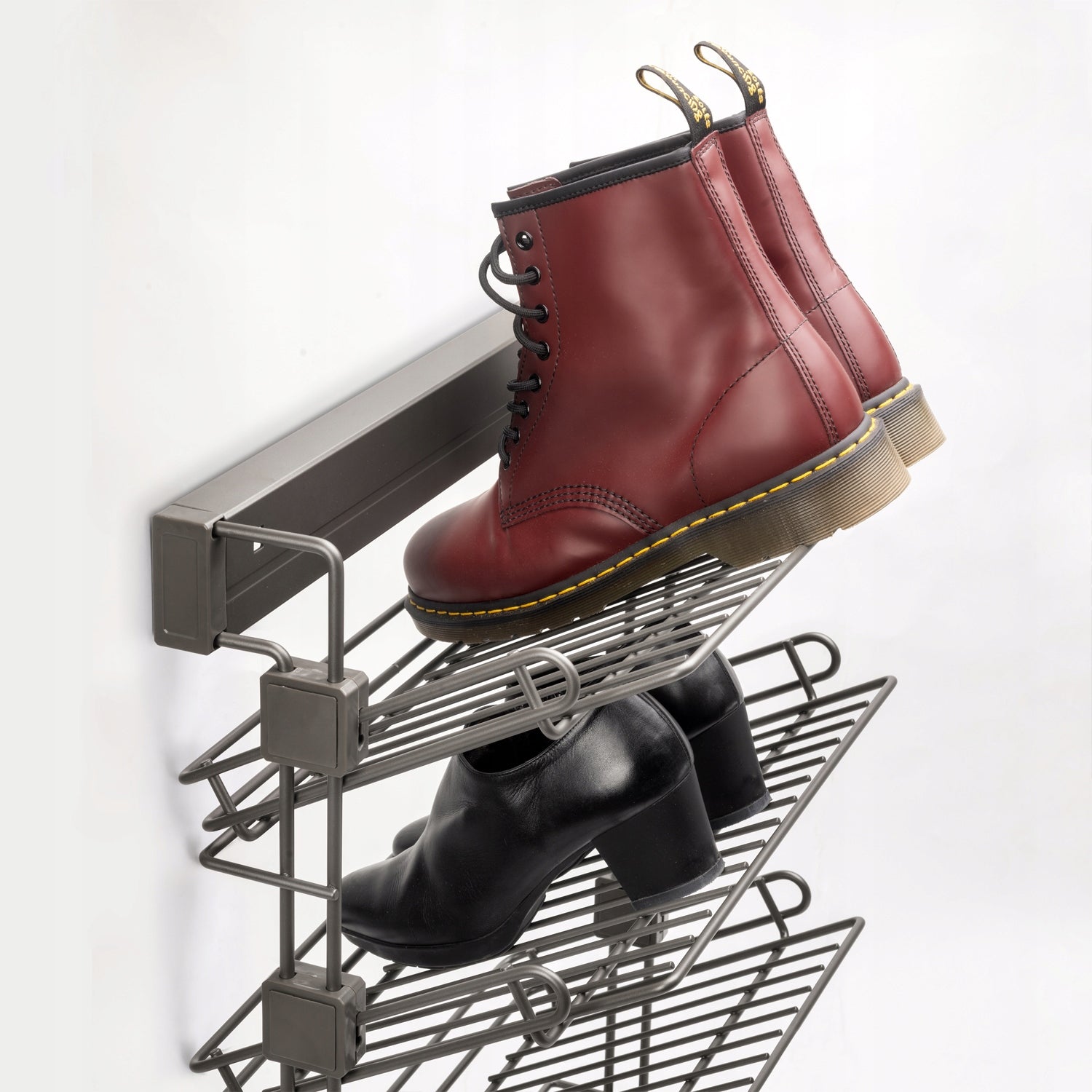 Retractable shelf Cargo basket for shoes SIDE LEFT titanium QUARTZ Emuca Name Quartz