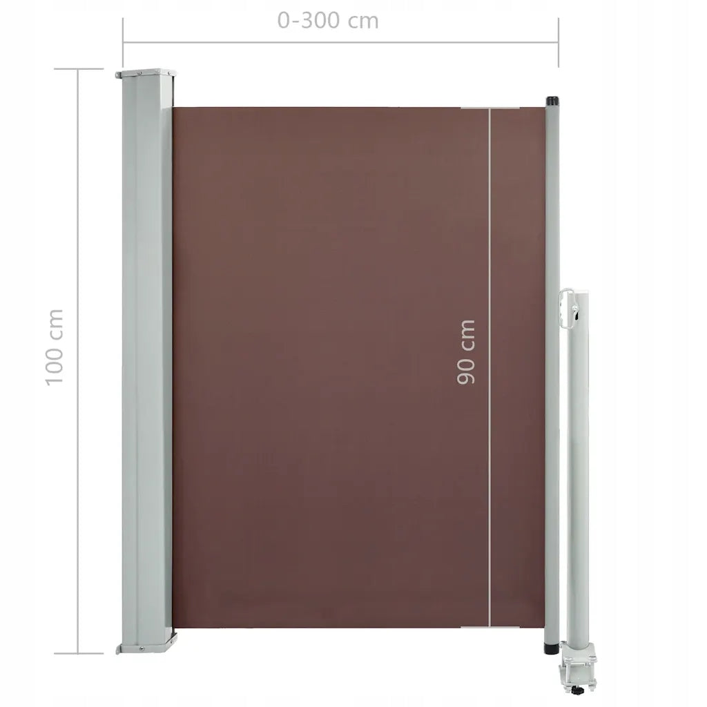 Retractable side awning for terrace, 100 x 300 cm, brown Kind classic