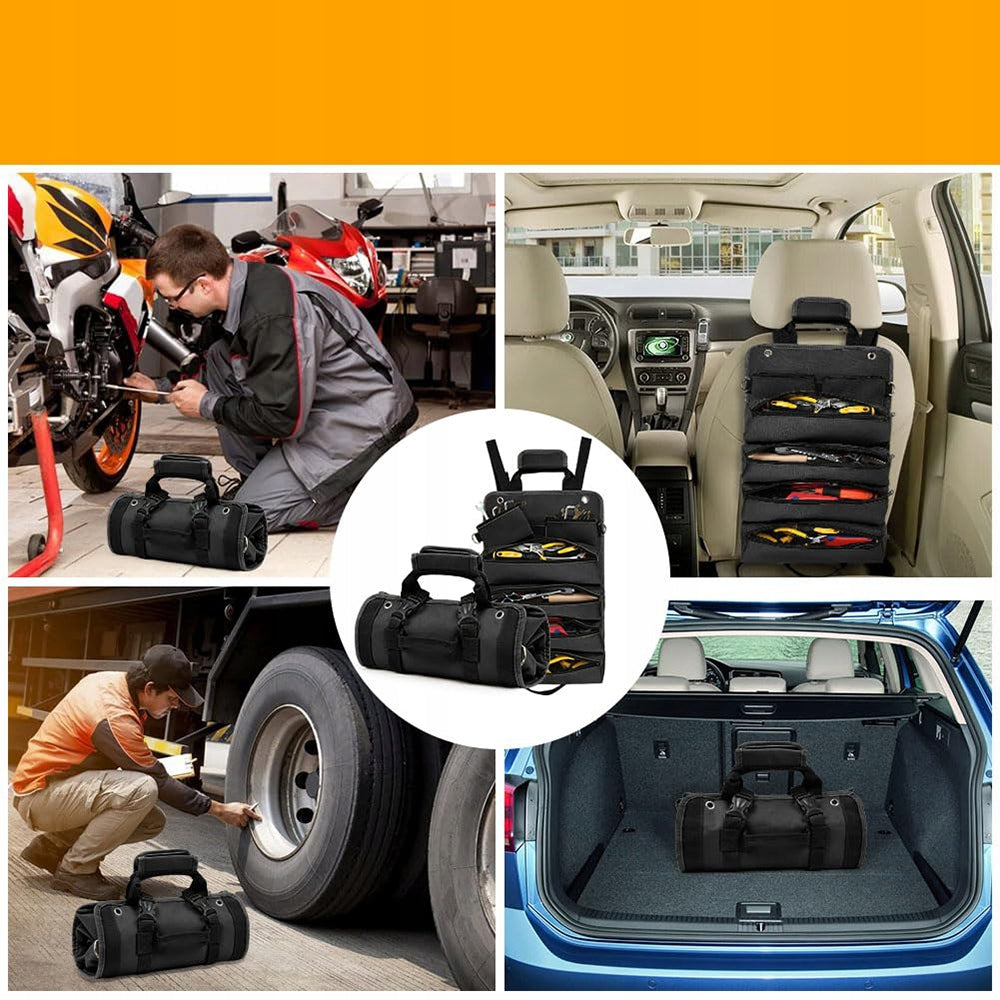 Retractable tool bag, tool bag with 4 large compartments Kind closed bag