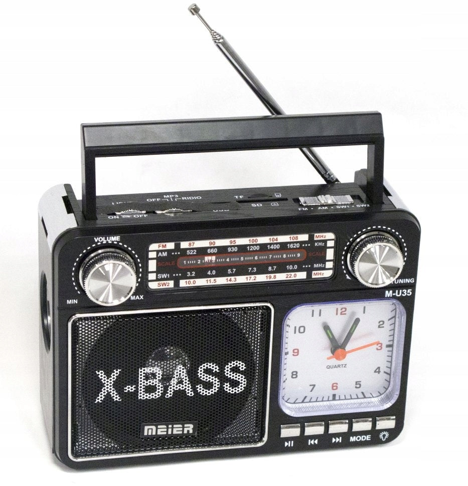 Retro Bluetooth FM AM SW MP3 USB Radio with Clock and LED Flashlight Meier M-35BT Manufacturer code M-36BT