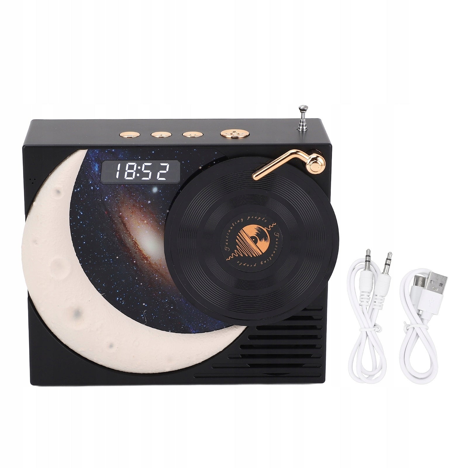 Retro Bluetooth speaker with clock display and 4H ambient light