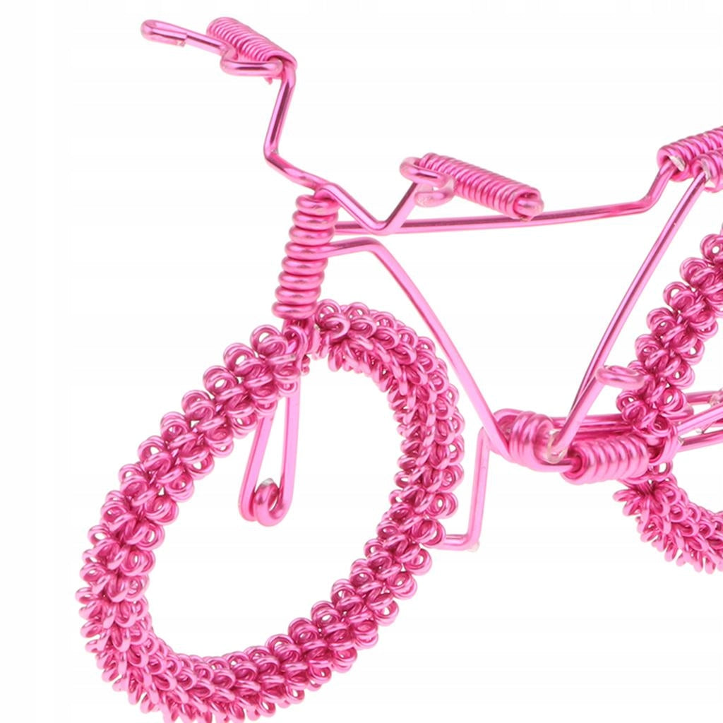 Retro Handmade Metal Bicycle Bike Toy Sculpture Ornament Model Decor Pink Packaging status original