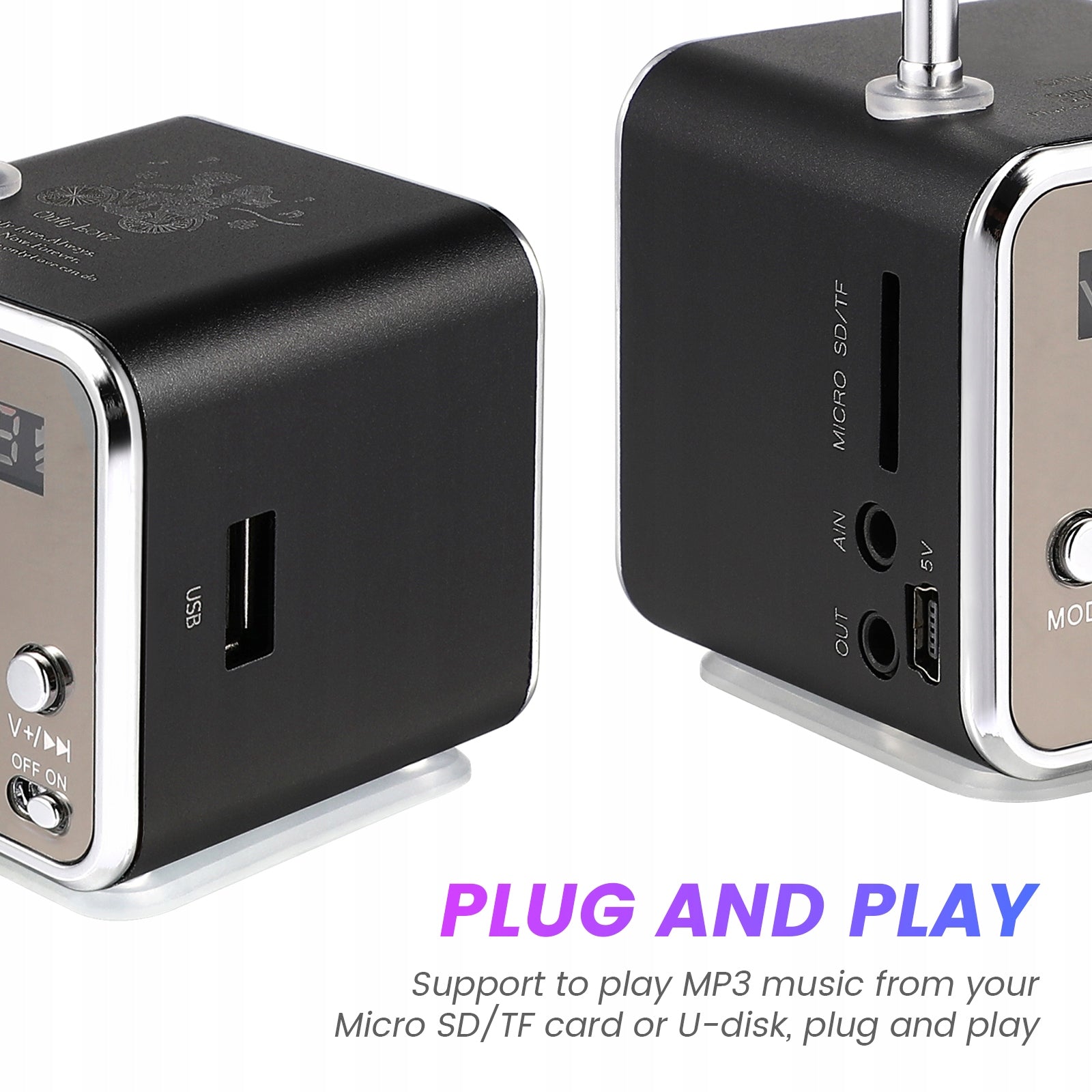 Retro Portable Black Wireless Speaker Kit for Home Model other