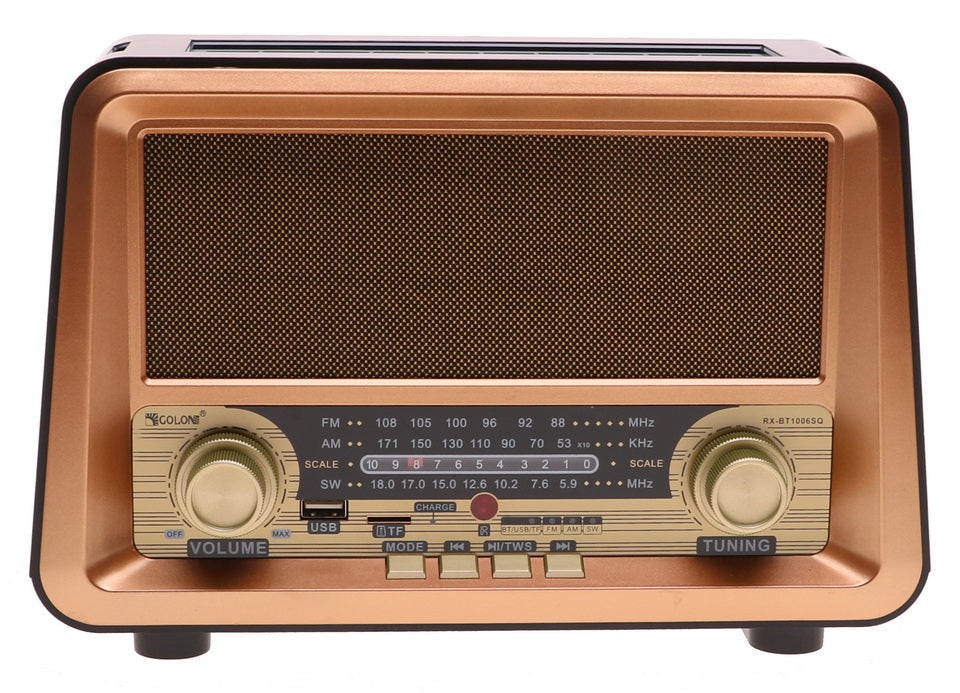 Retro Radio Portable Solar Bluetooth Speaker MP3 USB TF PILOT Solar 4729 Brand no brand