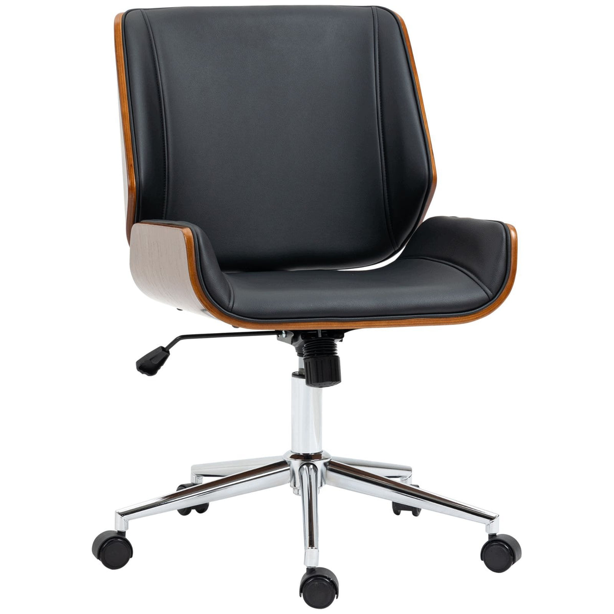 Retro office chair black wood adjustable