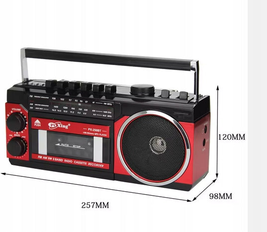 Retro radio tape recorder Bluetooth USB PX-250BT network battery CASSETTE Brand no brand