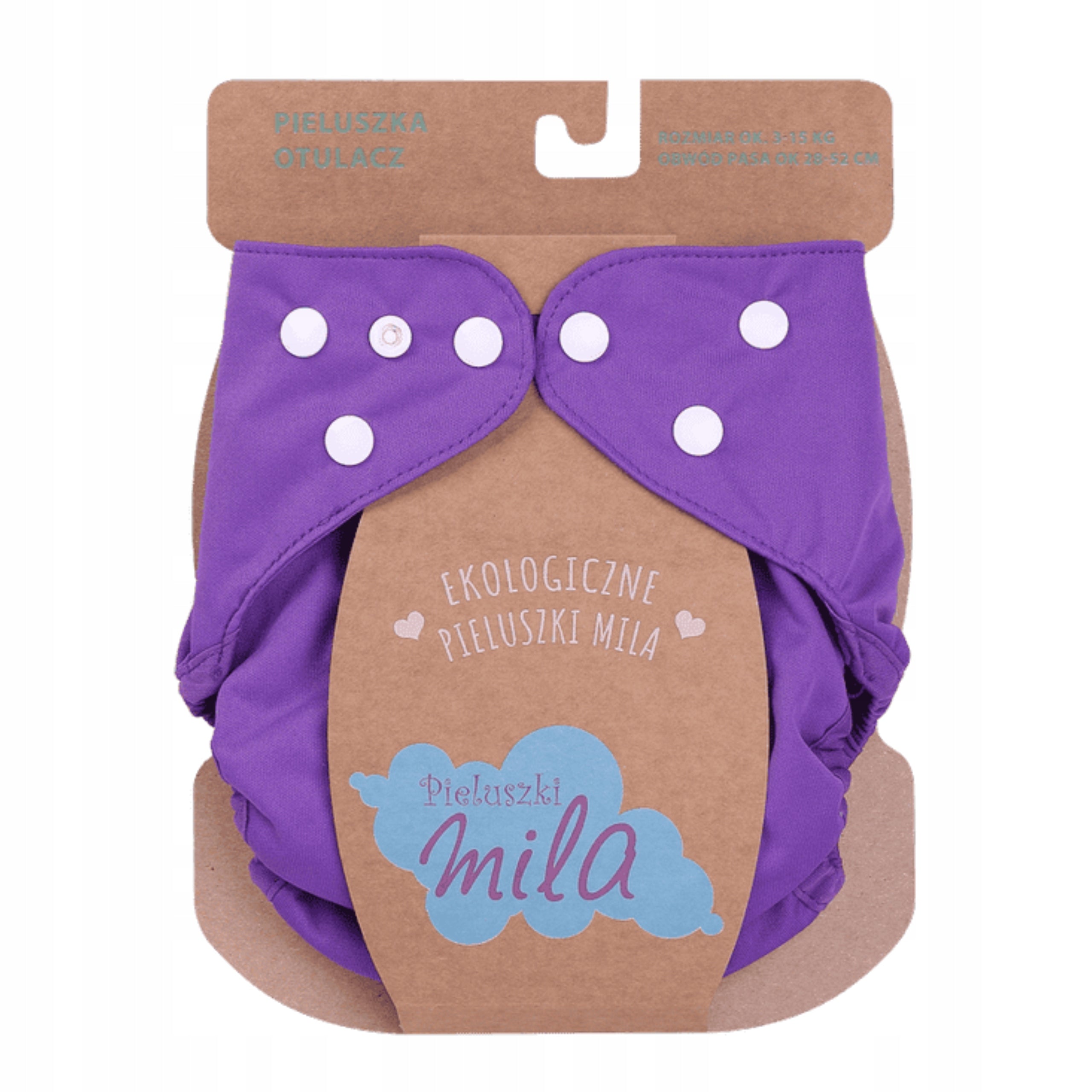 Reusable DIAPER type SWADDLE for absorbent cartridges from 3 to 15 kg PURPLE Kind PUL