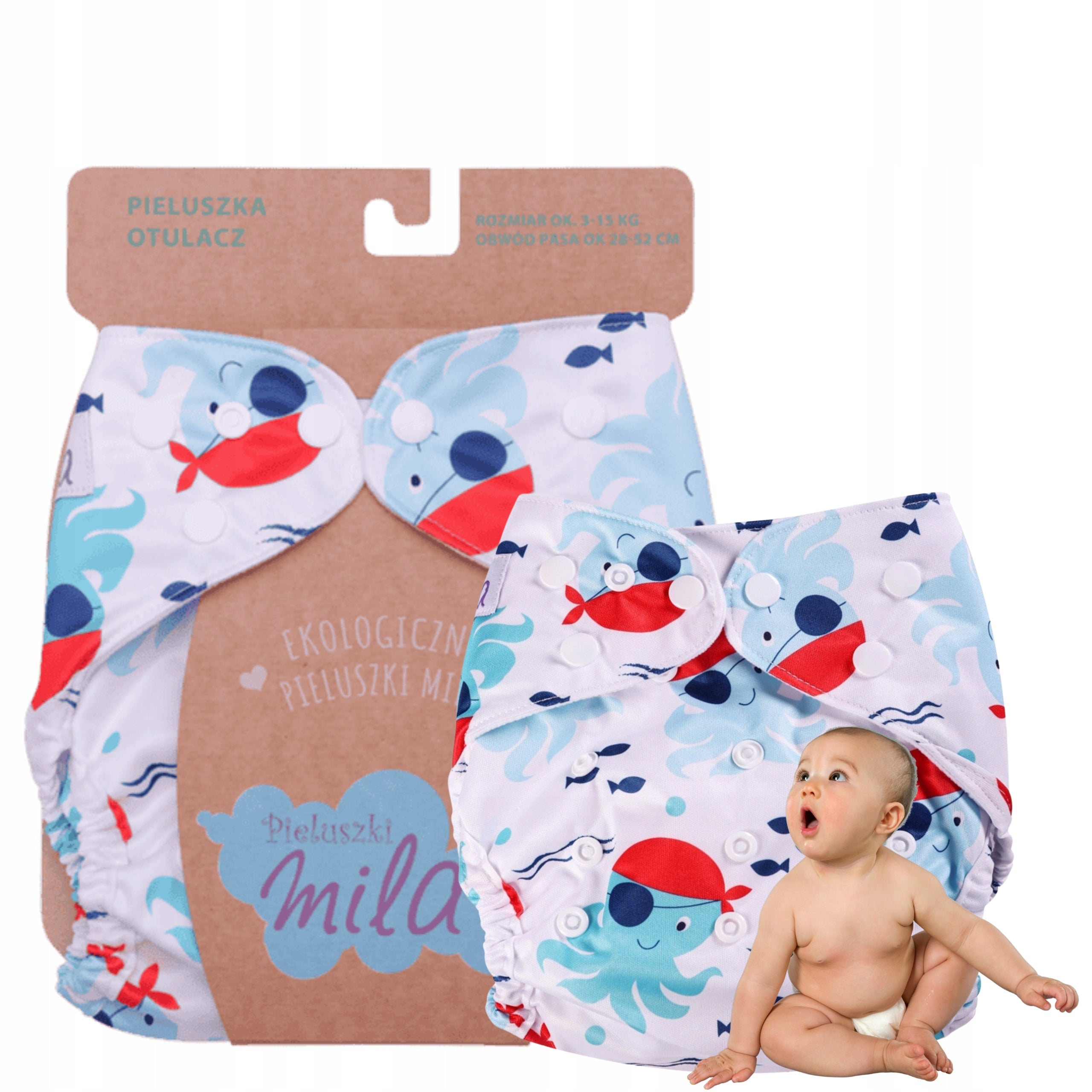 Reusable swaddle diaper PUL universal size 3-15 kg for naps