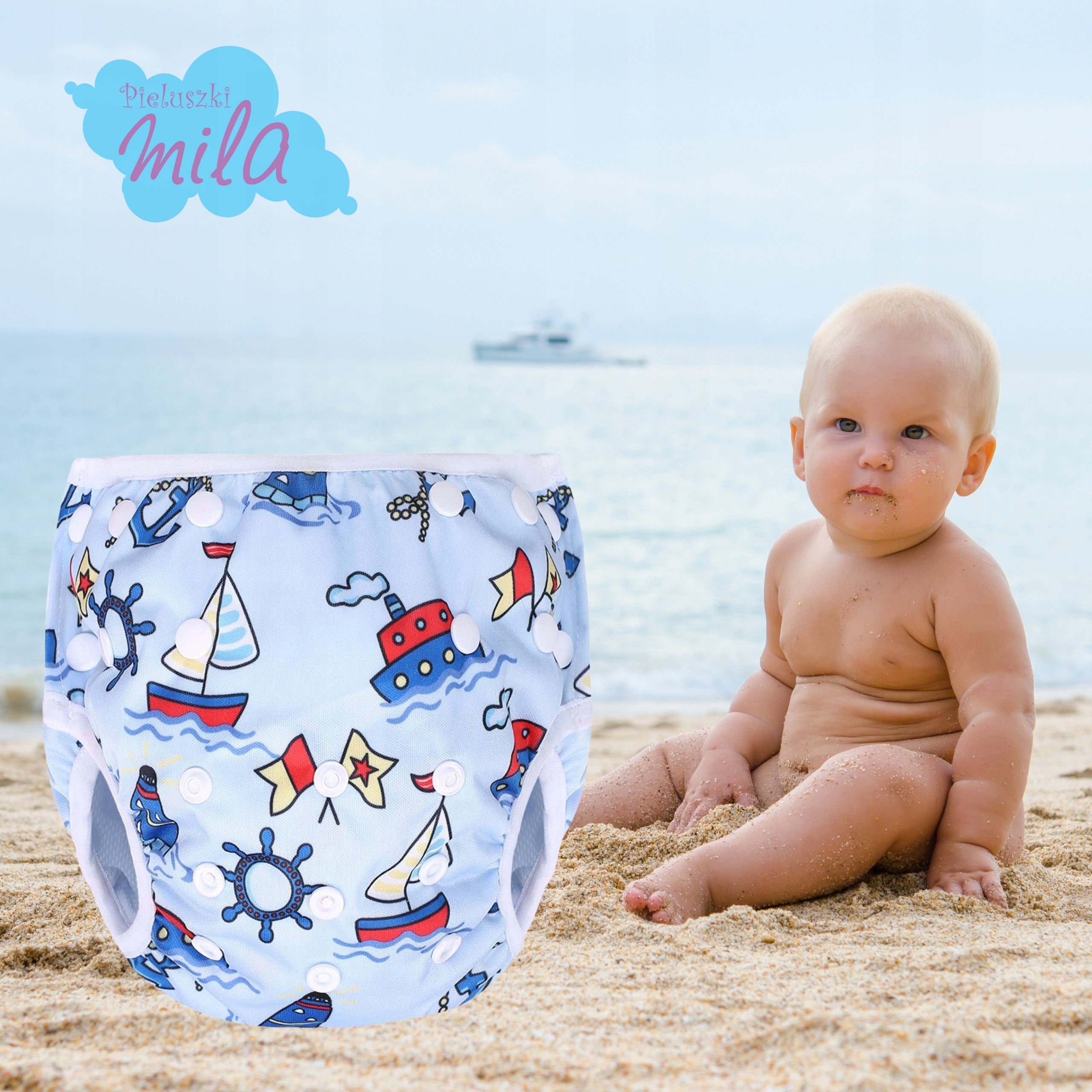 Reusable swimming panties for swimming pool, beach adjustable 3-12 kg SAILBOATS Manufacturer code ŻAGLÓWKI