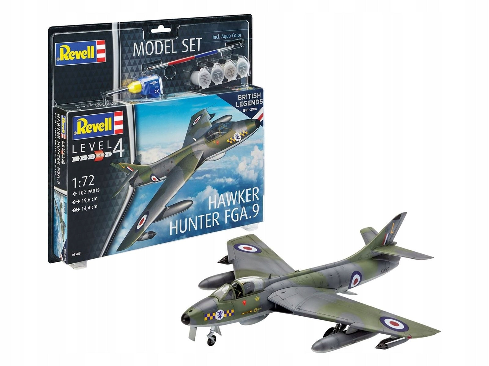 Konstruktorius Revell - 100 Years RAF: Hawker Hunter FGA.9 Dovanų Komplektas, 1/72, 63908, 10 m.+