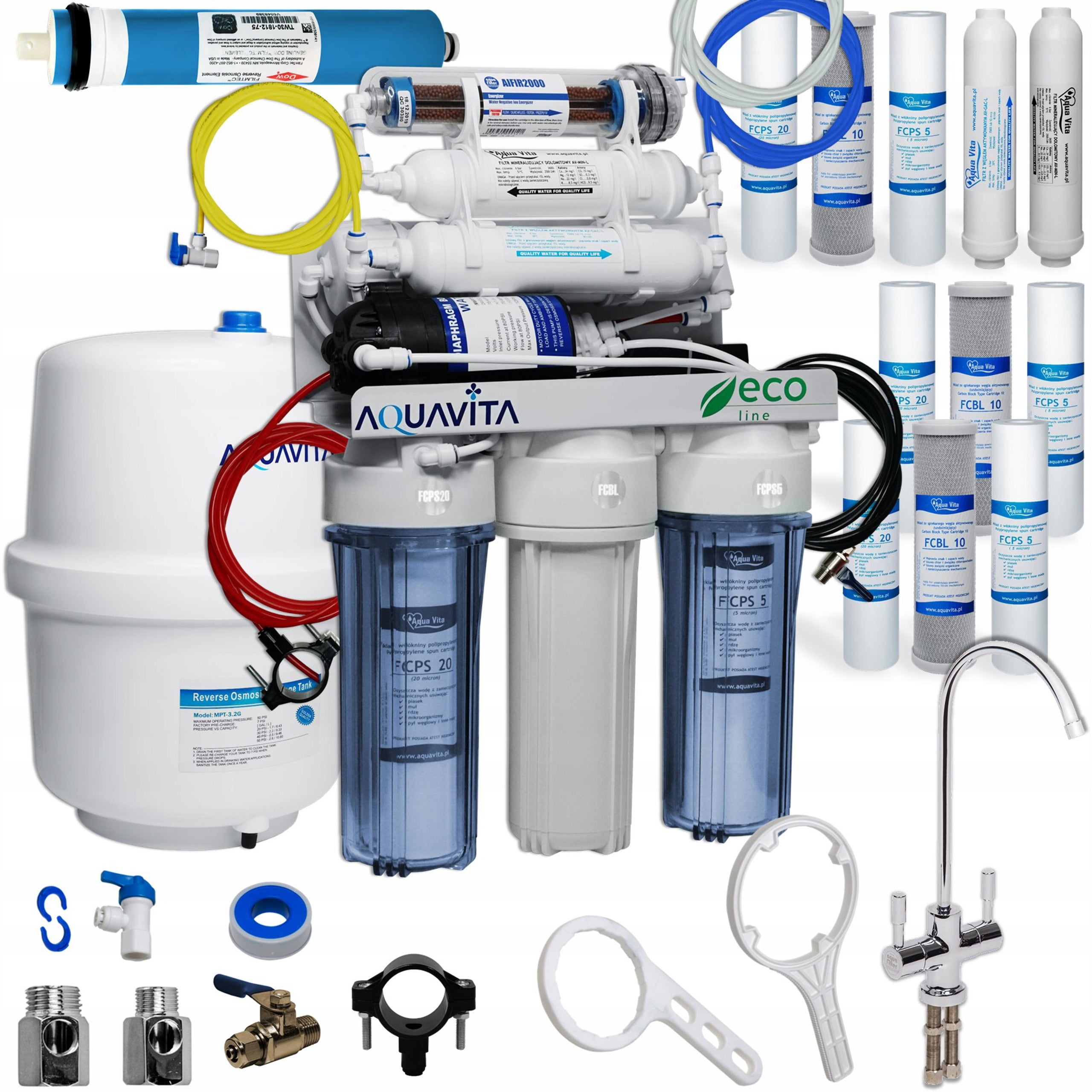 Reverse Osmosis RO7 Water Filter AQUA VITA AIFIR2000 Pump + Cartridges STOCK