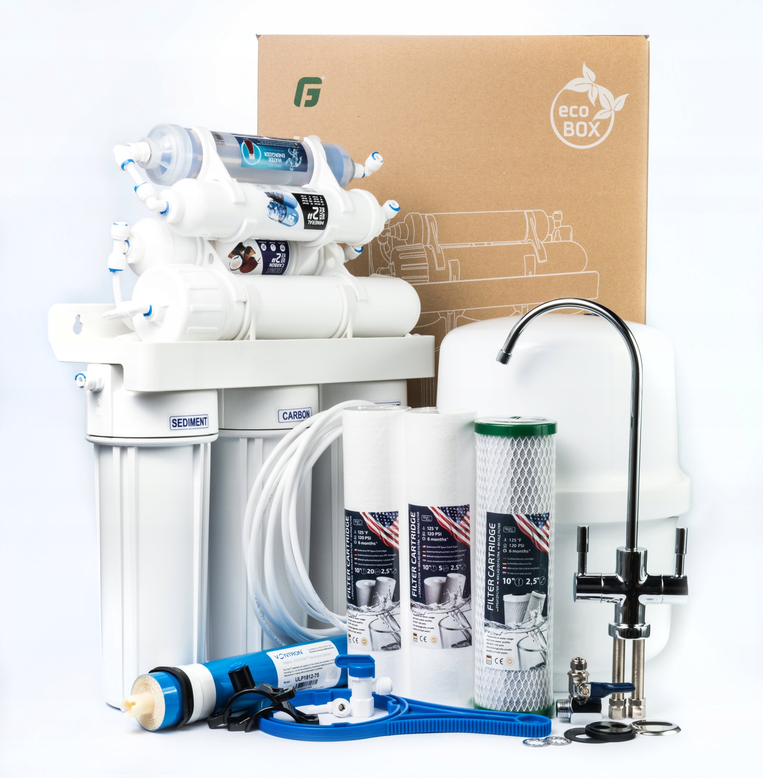 Reverse osmosis RO7 with mineralization and ionizer water filter under sink