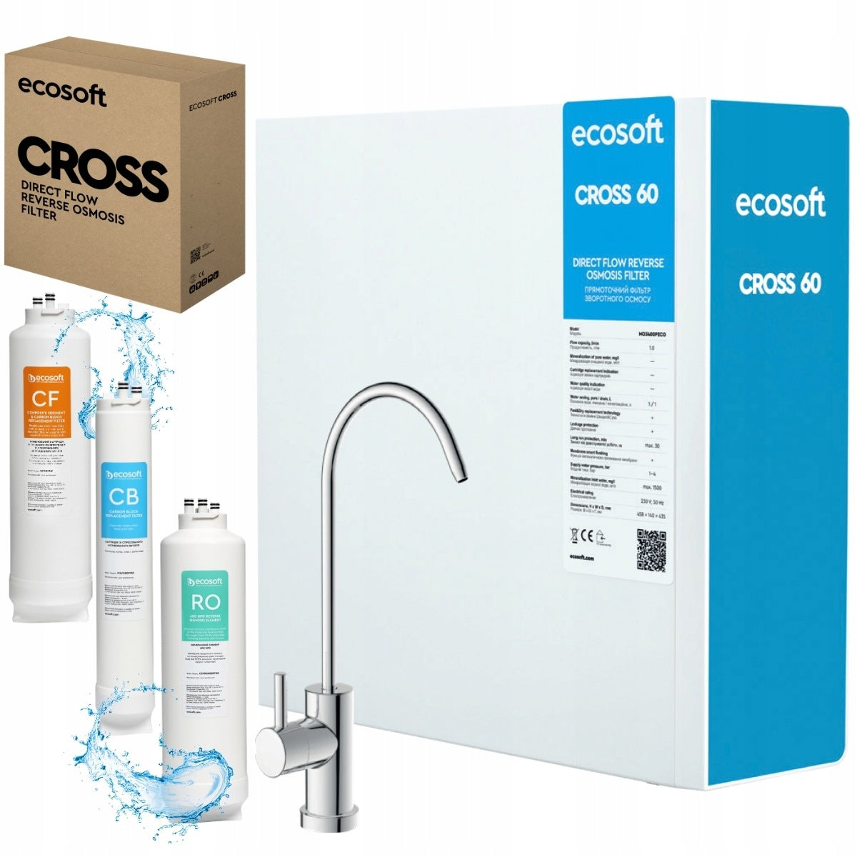 Reverse osmosis filter without tank Ecosoft CROSS 60, water kitchen filter