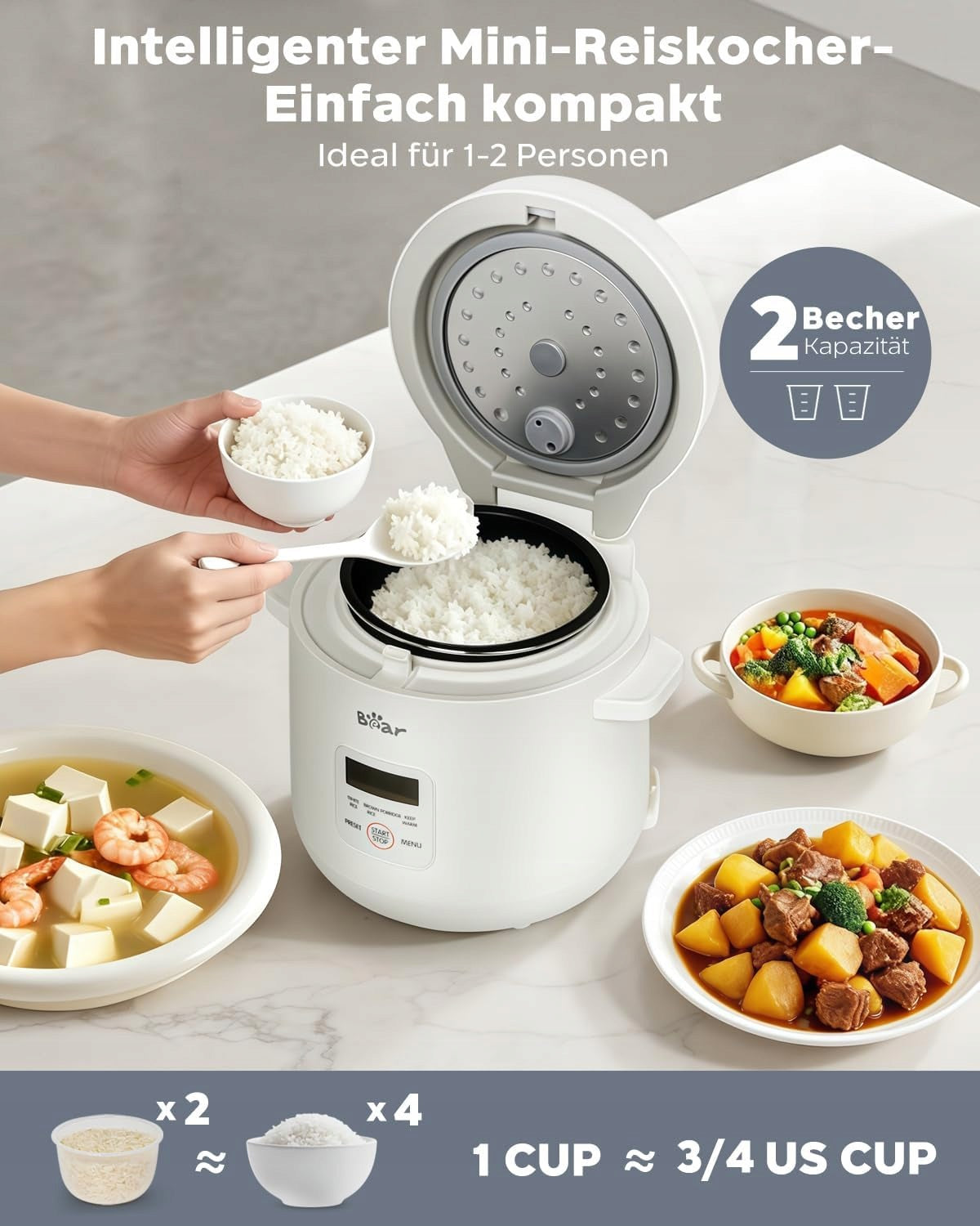 Rice Cooker Bear 1,2L 300 W Heat Maintenance Function Manufacturer code 11m-02