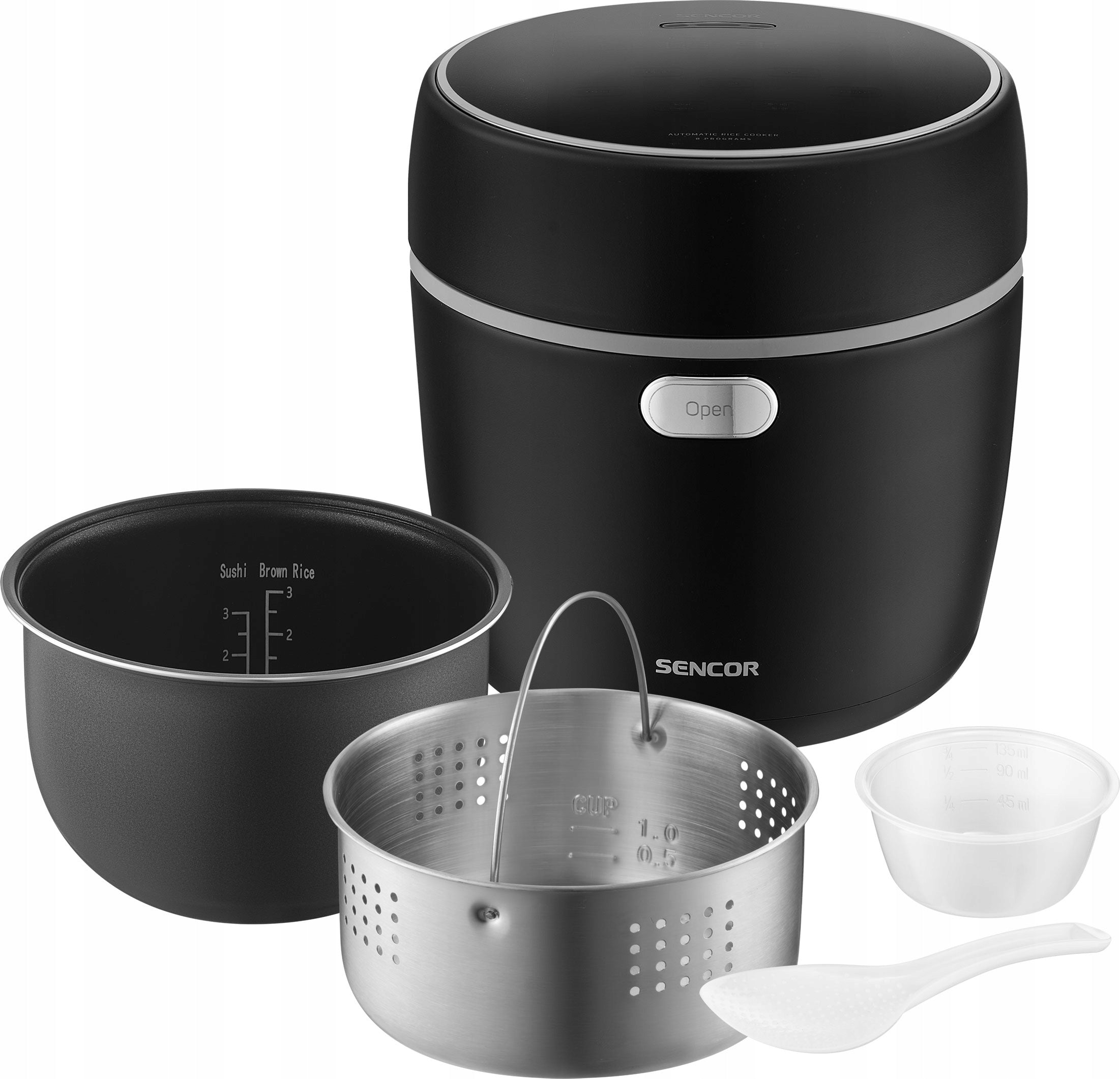 Rice Cooker MULTIFUNCTIONAL POT 0.6L 8 FUNCTIONS 350W Sencor SRM0671BK Black