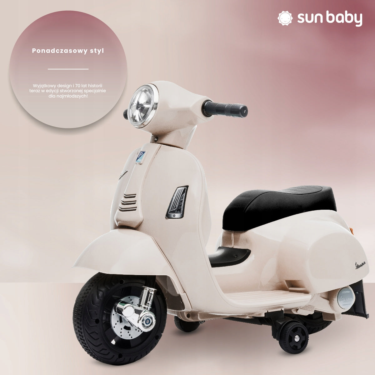 Ride-on for children on battery scooter Vespa ecru EAN (GTIN) 5907478642556
