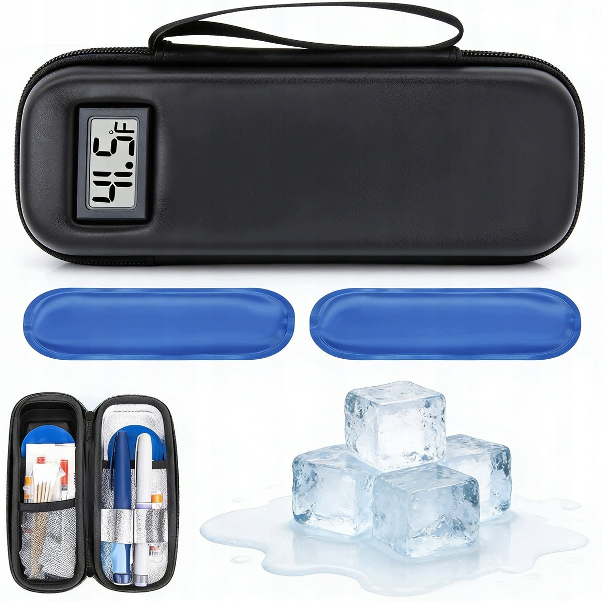 Rigid matte case for storing insulin 2 cooling cartridge