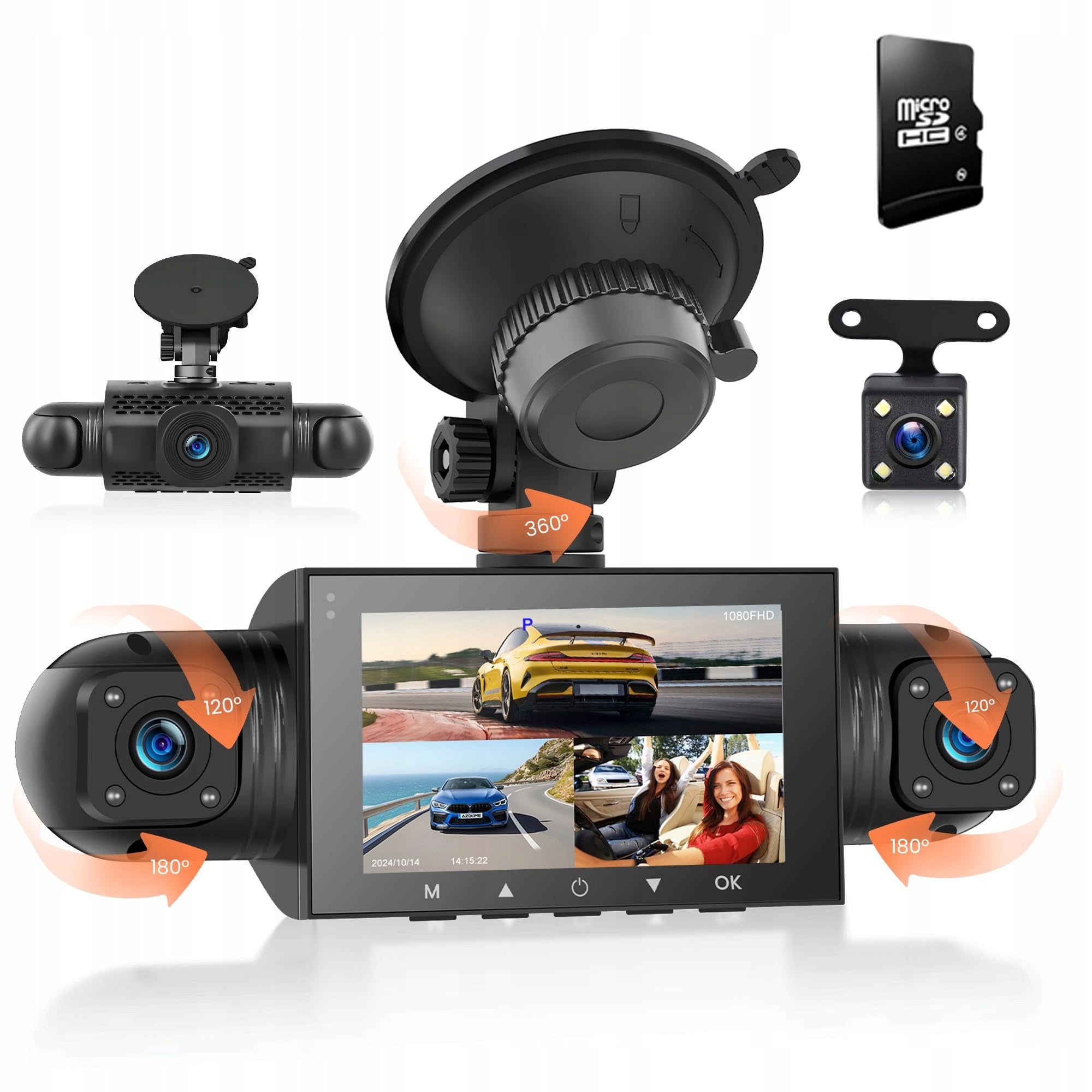 Rimoody 4Kanal Car Camera 360 Degree 1080P IR Night Mode 64GB