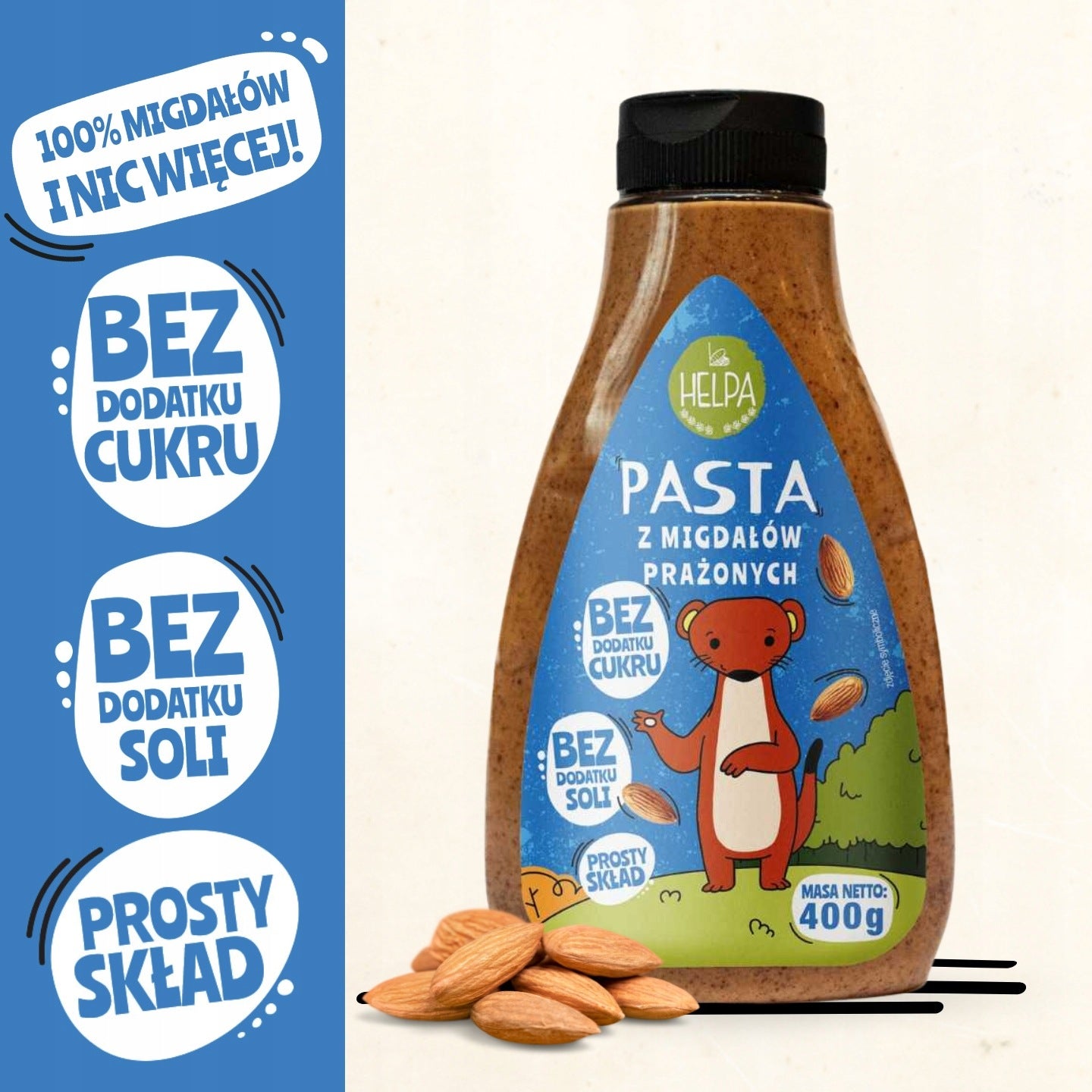 Roasted almond paste 400g HELPA 100% nuts Kind Other