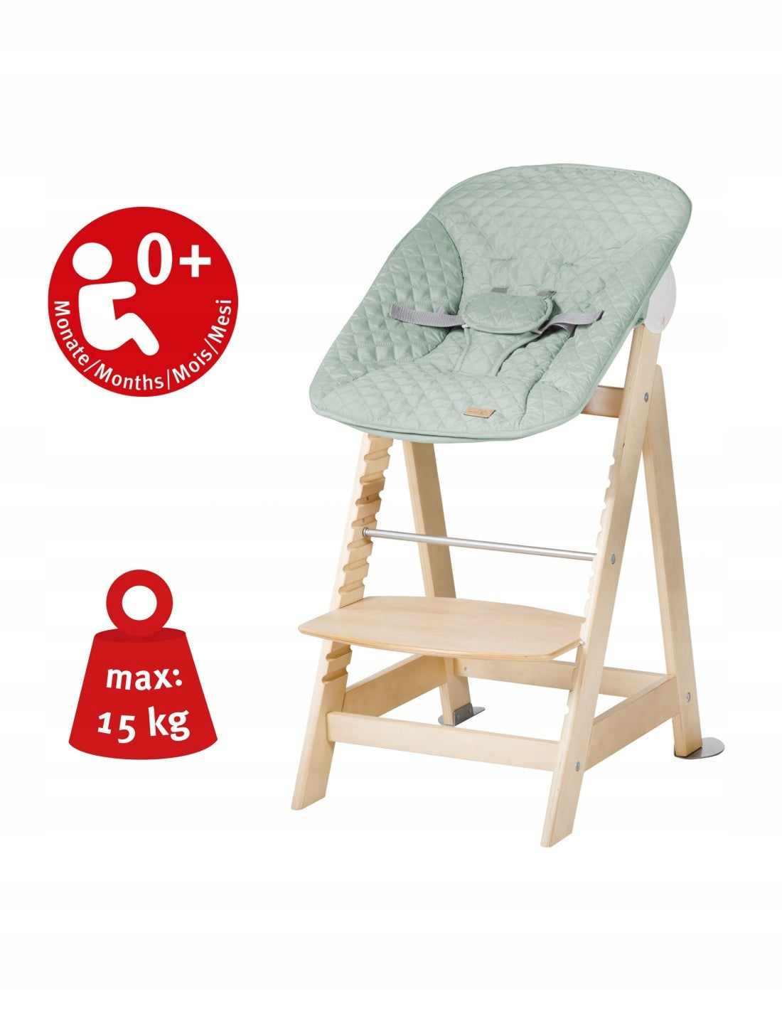 Roba 2-in-1 BornUp chair and lounger, natural-green Manufacturer code 75063NAV241