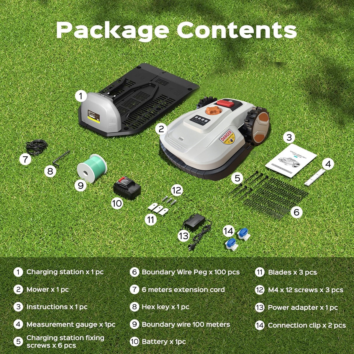Robot Lawn Mower App Wifi Bluetooth for 600m² Garden care 2Ah Battery Mowing width 18 cm