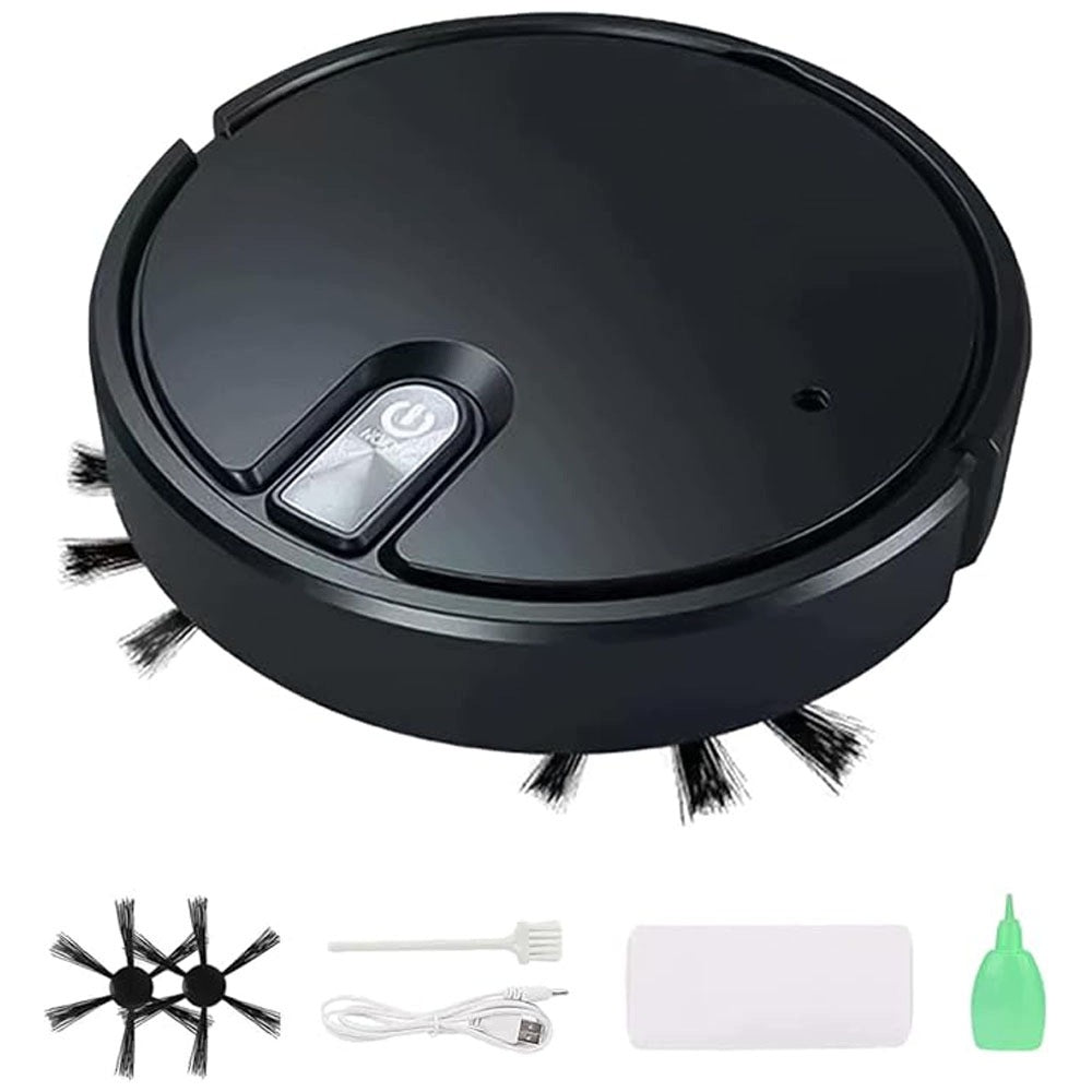 Robot Vacuum Cleaner Black 1200mAh 60 Min Thin With Moisturizing And Powerful Suction