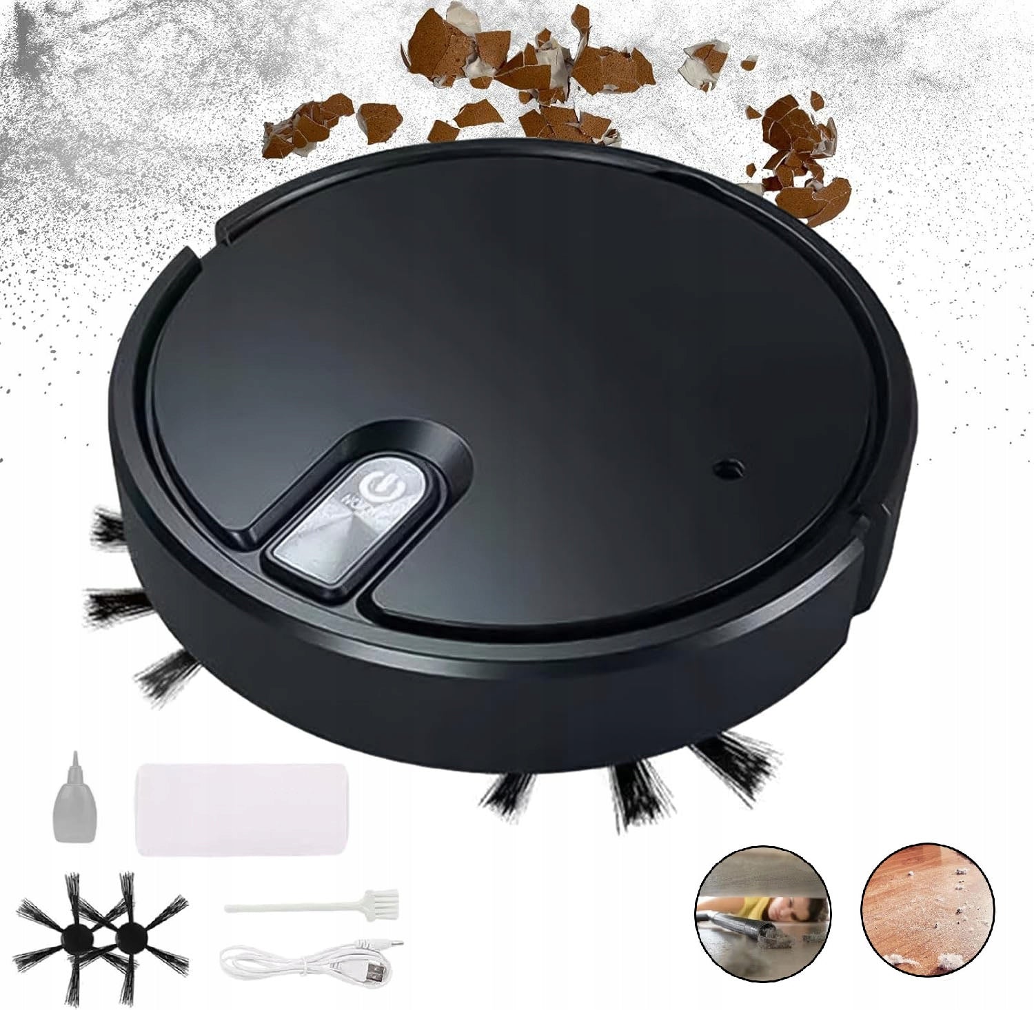 Robot Vacuum Cleaner Kit 1200mAh + USB Charging Cable + 1 Pair Brushes