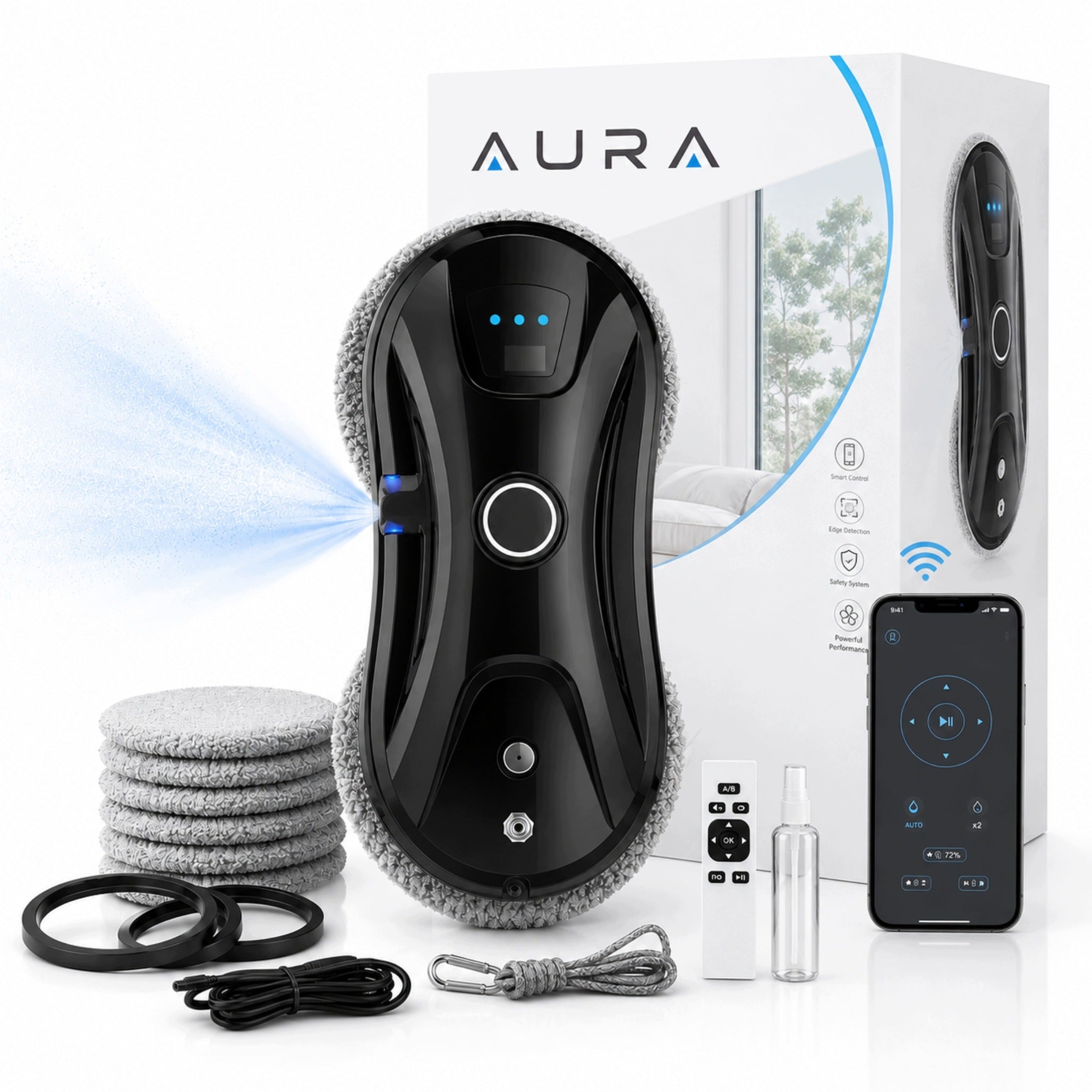 Robot Window Cleaner Automatic Window Washer Aura Spray Pilot Application