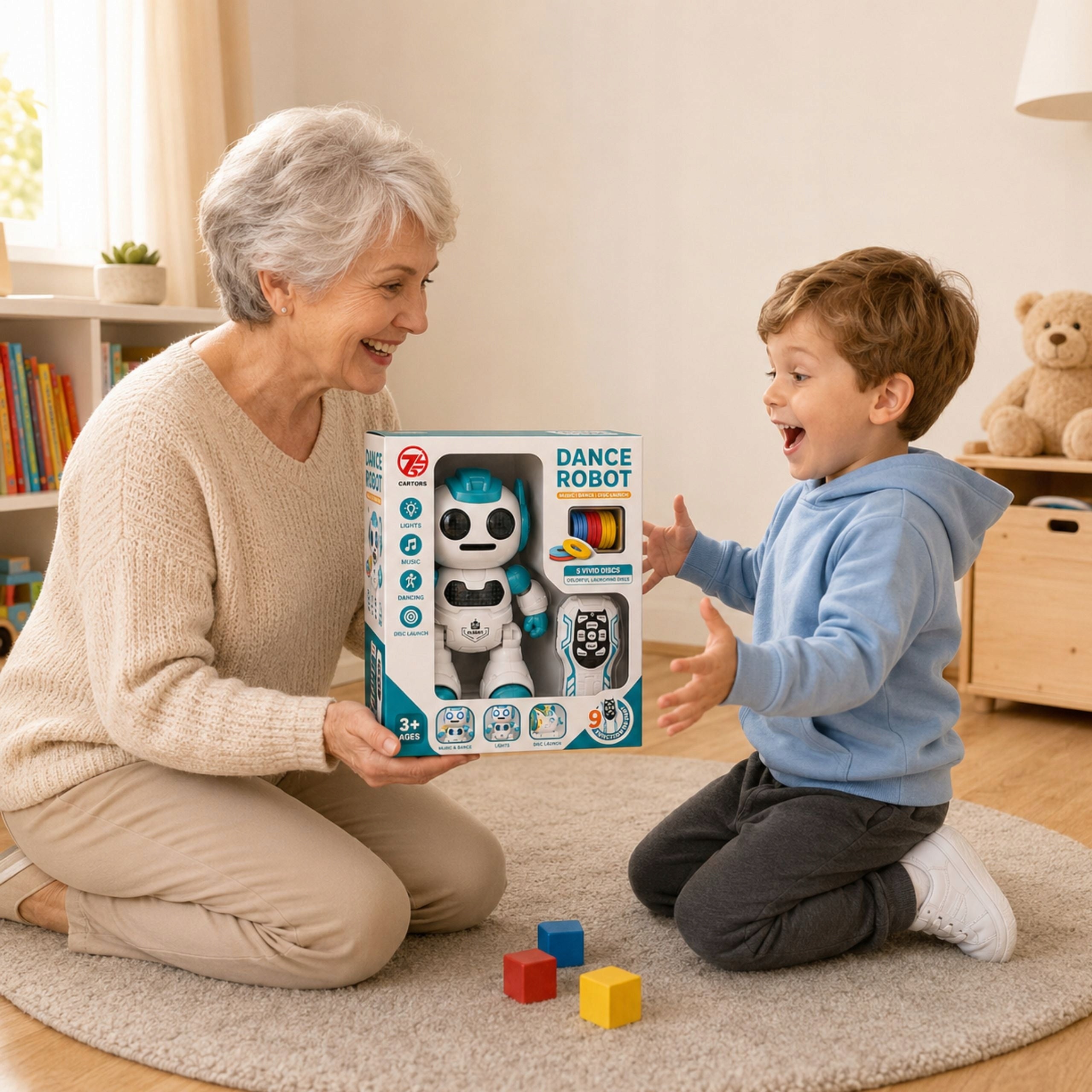Robot interactive remote controlled shoots discs walks dances 3 4 5 Packaging status original
