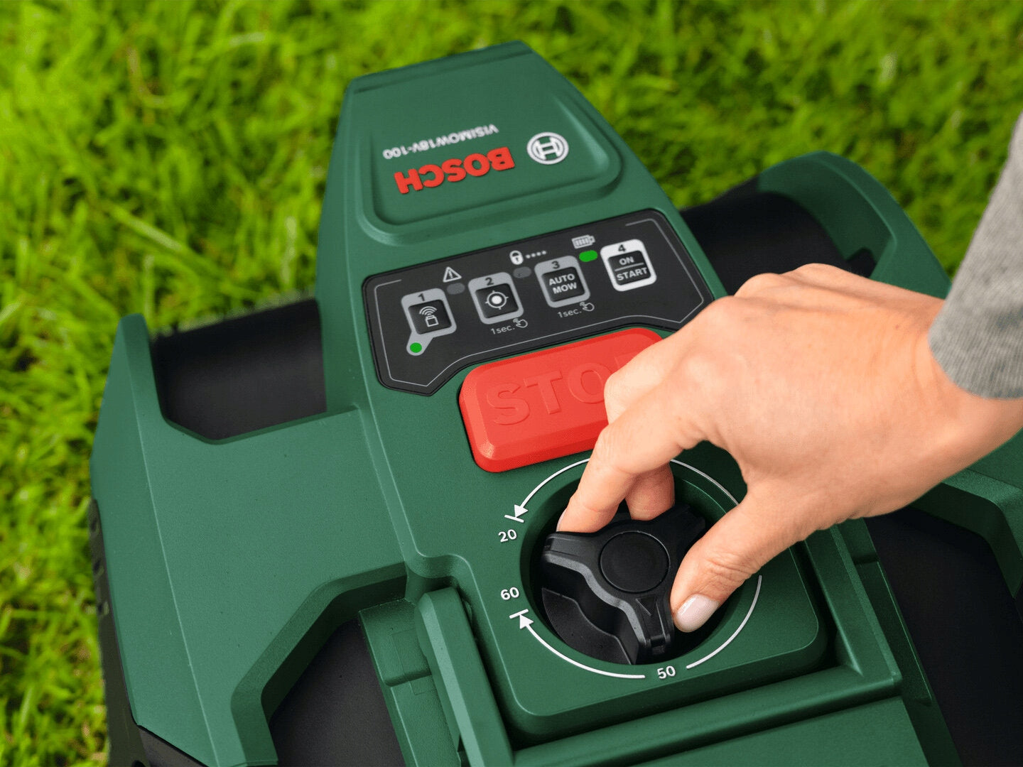 Robot mower BOSCH Visimow 18V-100 06008E1000 Without limiting wire Additional information PIN code