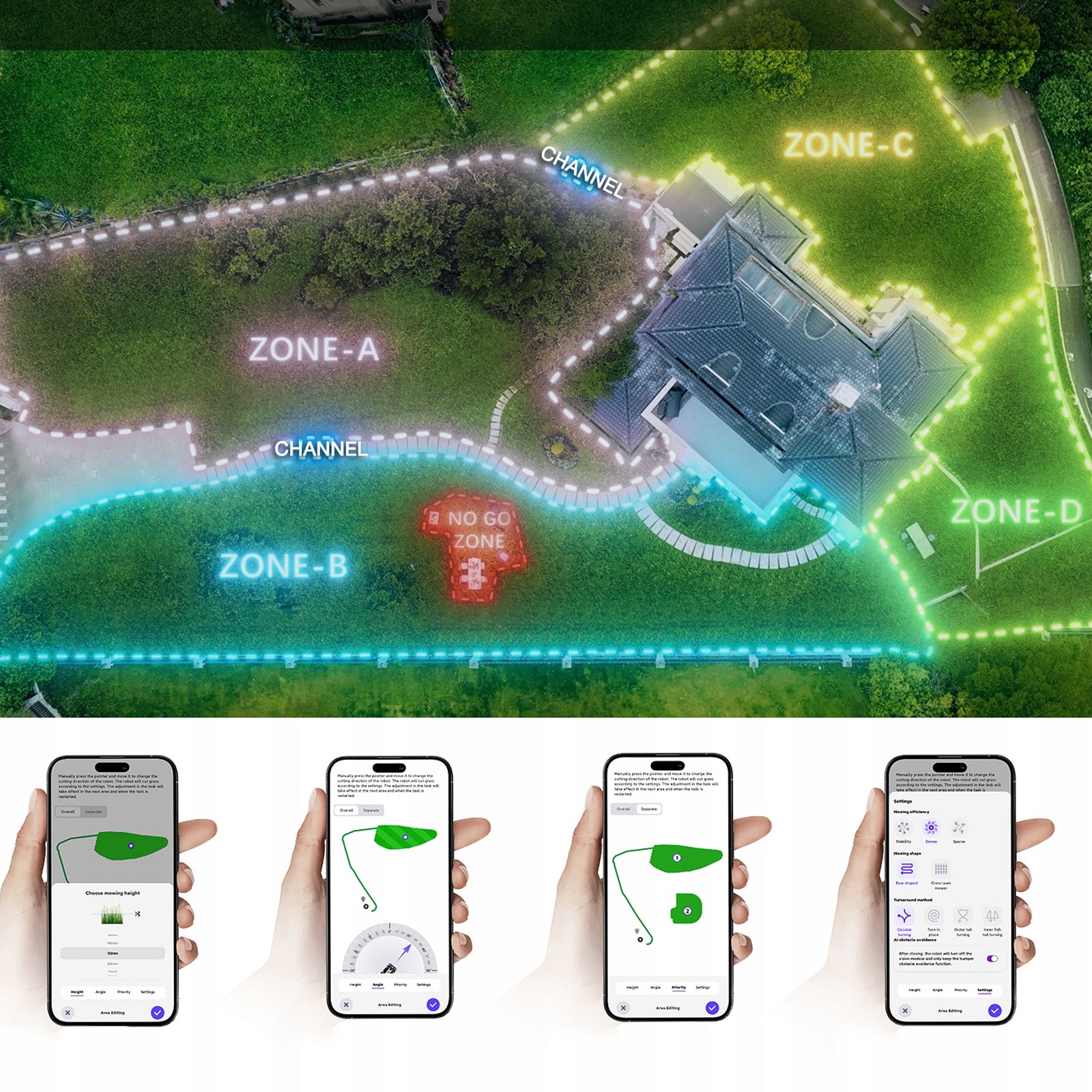 Robotic Lawn Mower TRON 360° AI Vision Navigation, IPX6, Swappable Battery Mowing performance 600 m²