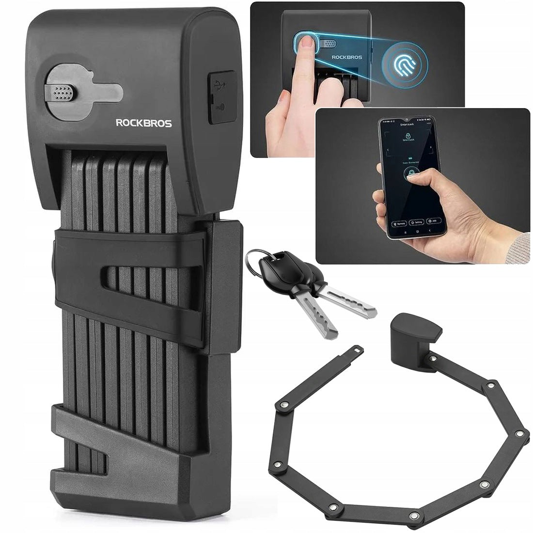 RockBros Bicycle Clasp Folding Fingerprint APPLICATION KEY 90cm