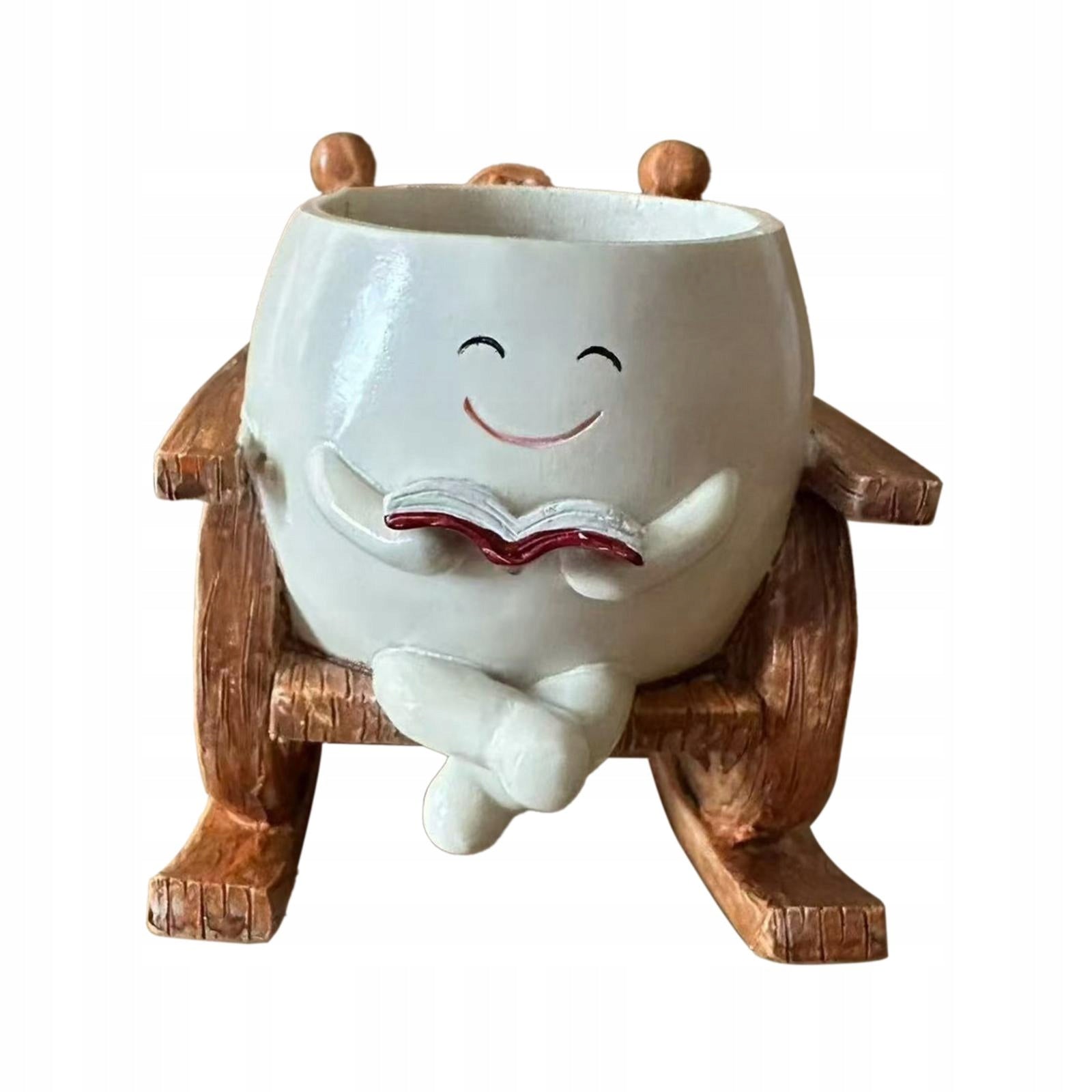 Rocking Chair Flower Pot Multifunctional Countertop Decoration Planter White Maximum width 1.1 cm