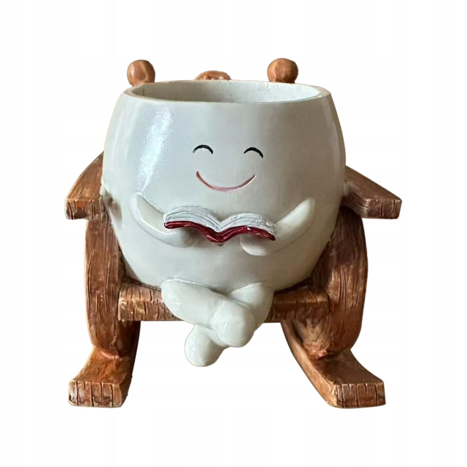 Rocking Chair Flower Pot Multifunctional Countertop Decoration Planter White