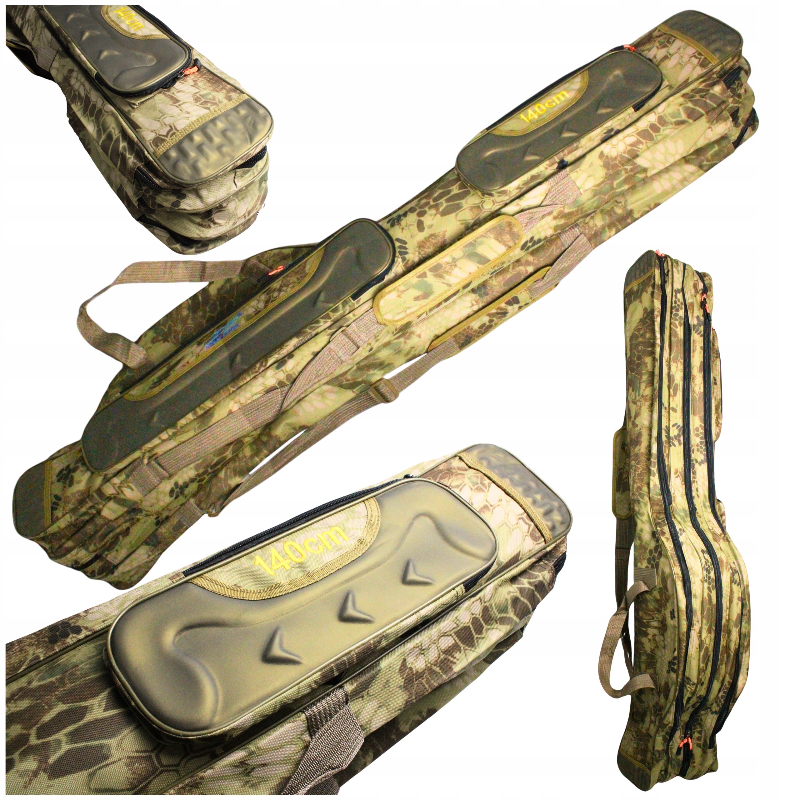 Rod cover 140 cm stiffened fishing camo solid zippers thick