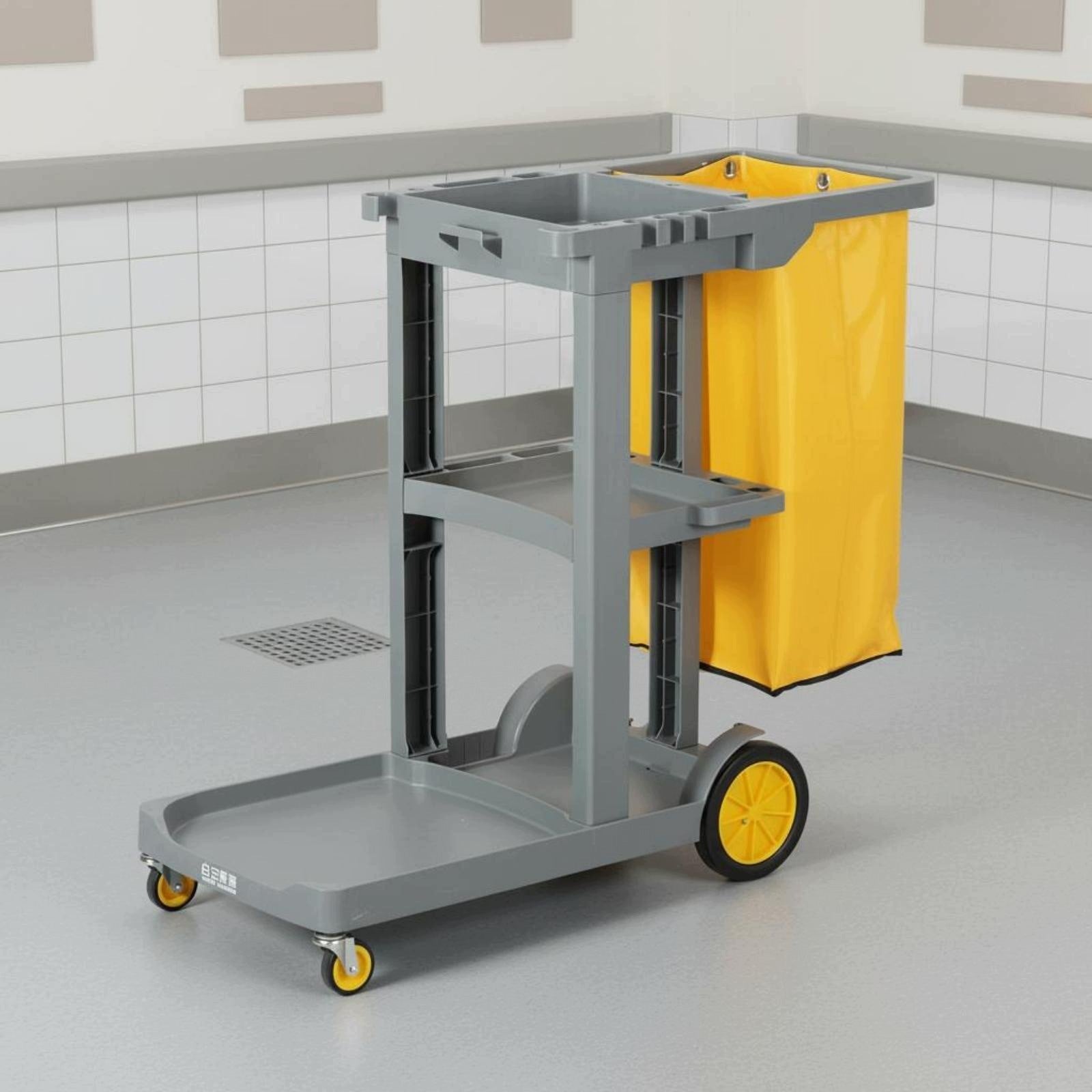 Rolling Cleaning Cart Multifunction Cleaning Cart Open Frame Household Gray Packaging status original