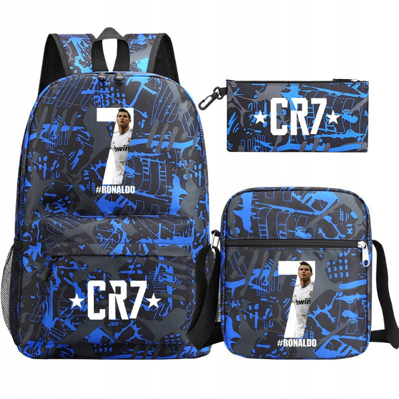 Ronaldo School Backpack, Tornister Bag, 3-in-1 Pencil Case Set, Various