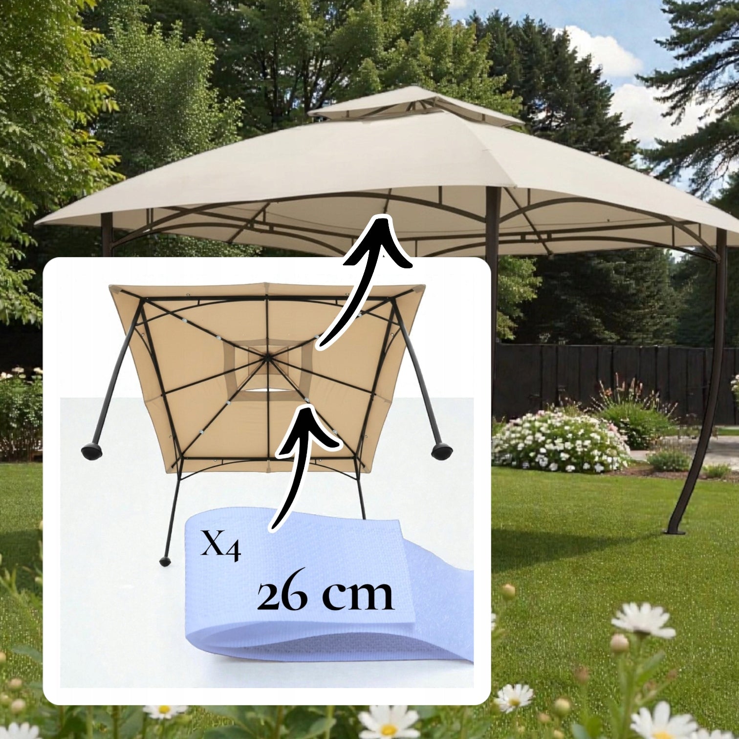 Roof for garden pavilion roof 300 cm x 300 cm 370 gr/m2 SANK HANS Color multicolor