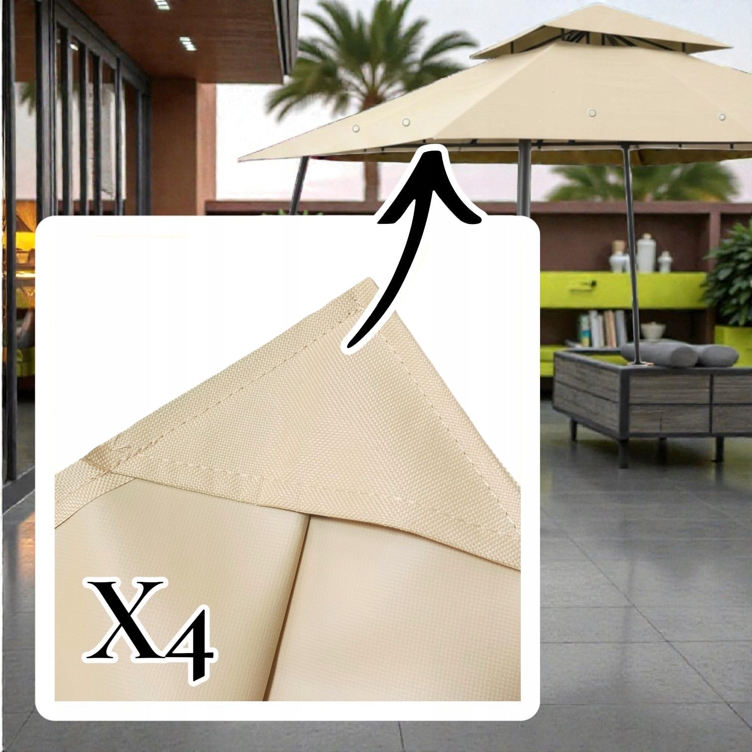 Roof for garden pavilion roof 300 cm x 300 cm 370 gr/m2 SANK HANS Type pavilion