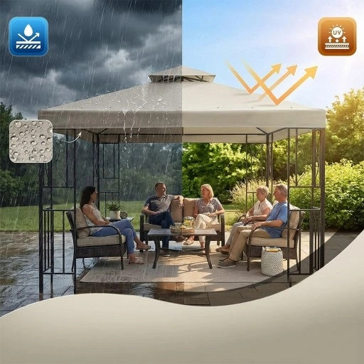 Roof for garden pavilion roof 300 cm x 300 cm waterproof BEIGE Width 3 m