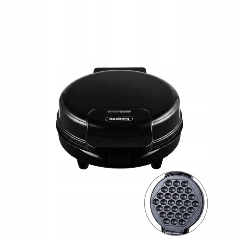 Rosberg R51442H, 1000 W, Tapadásmentes bevonat, Fekete, Buborékos gofrisütő