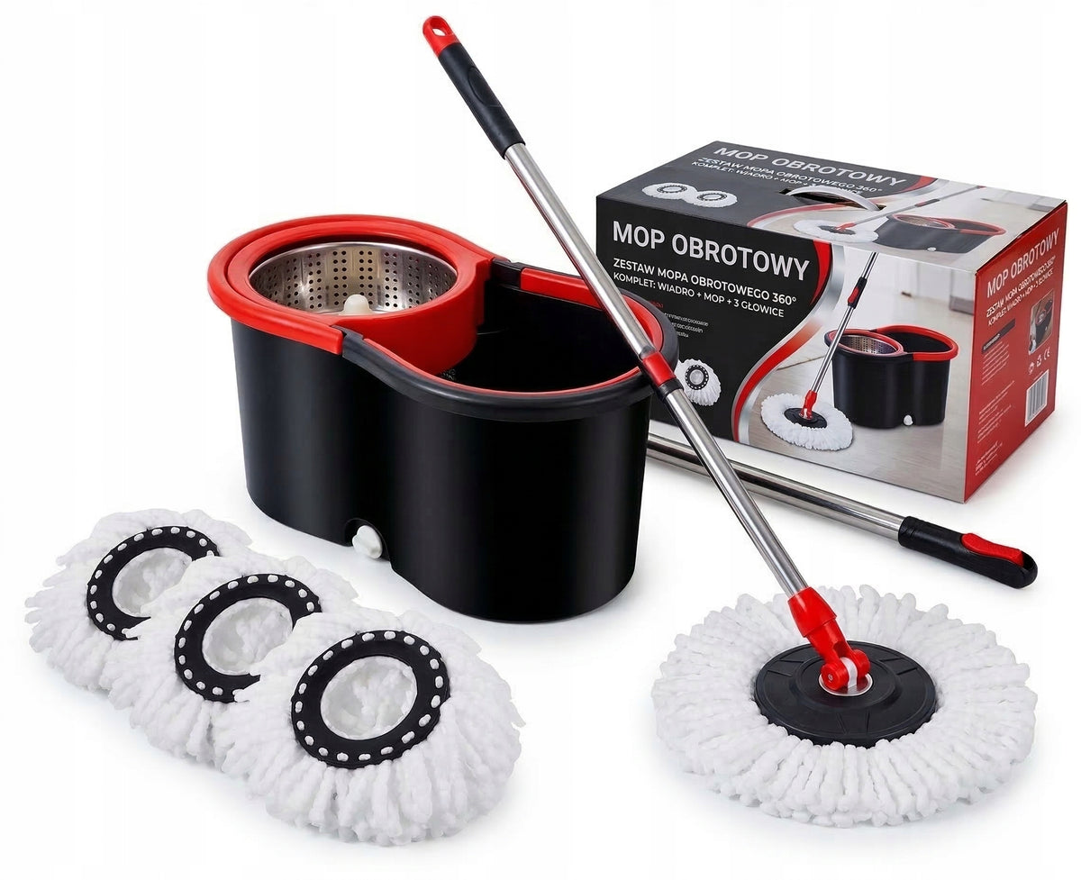 Rotary Mop 360 Spin Turbo Set with 3 Overlays Solid Strong + FREEBIE