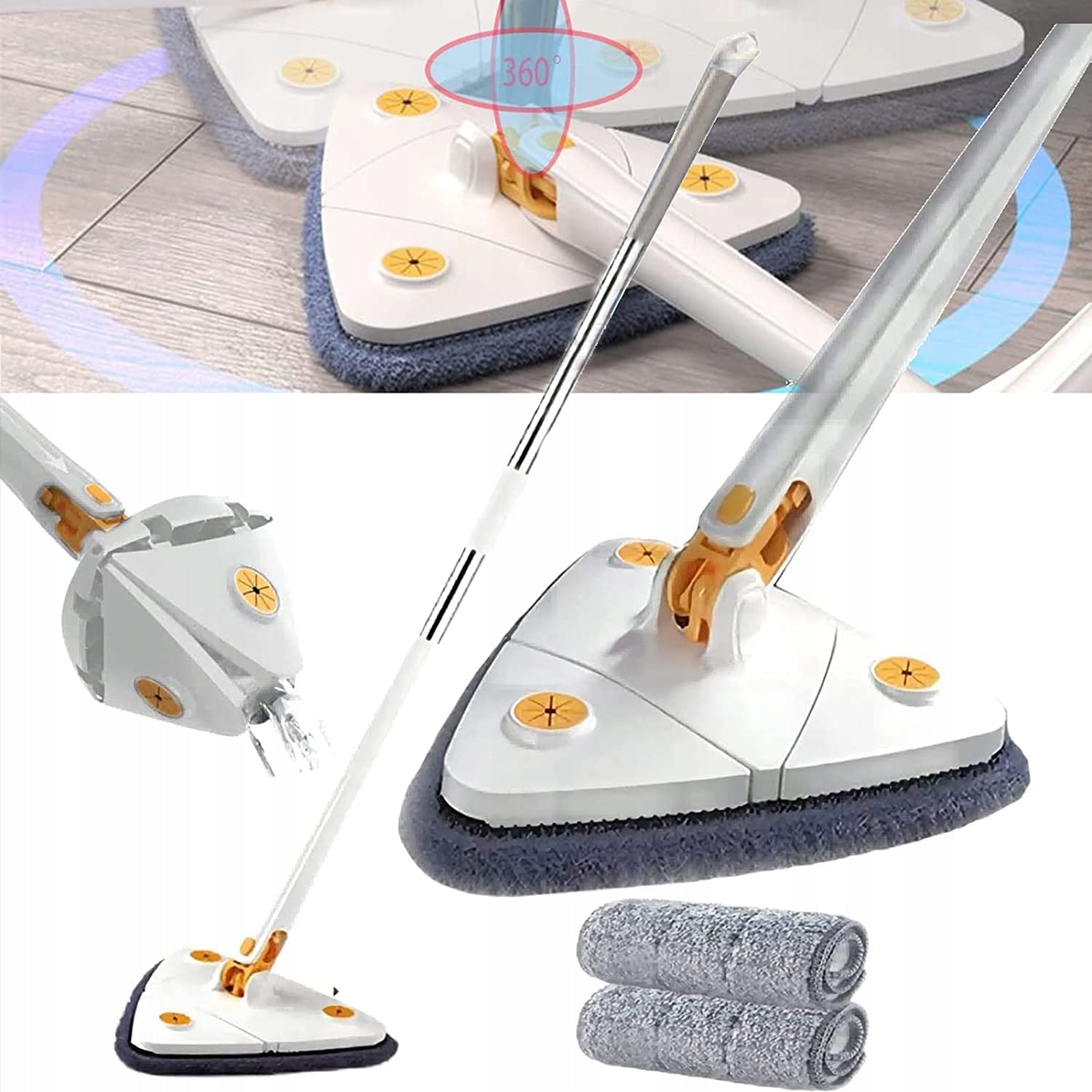 Rotary Mop Flat Triangular Squeegee Microfiber for Floor Window Cleaning Brand no brand