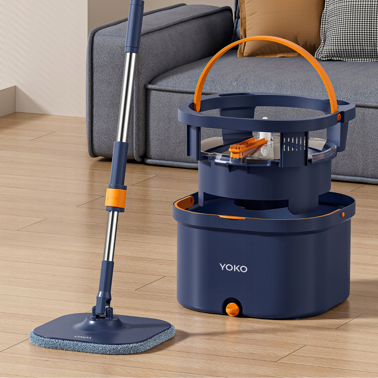 Rotary Mop YOKO SplitUltra Bucket 2 Tanks Water Separation + 2 Cartridges Manufacturer code YM-01