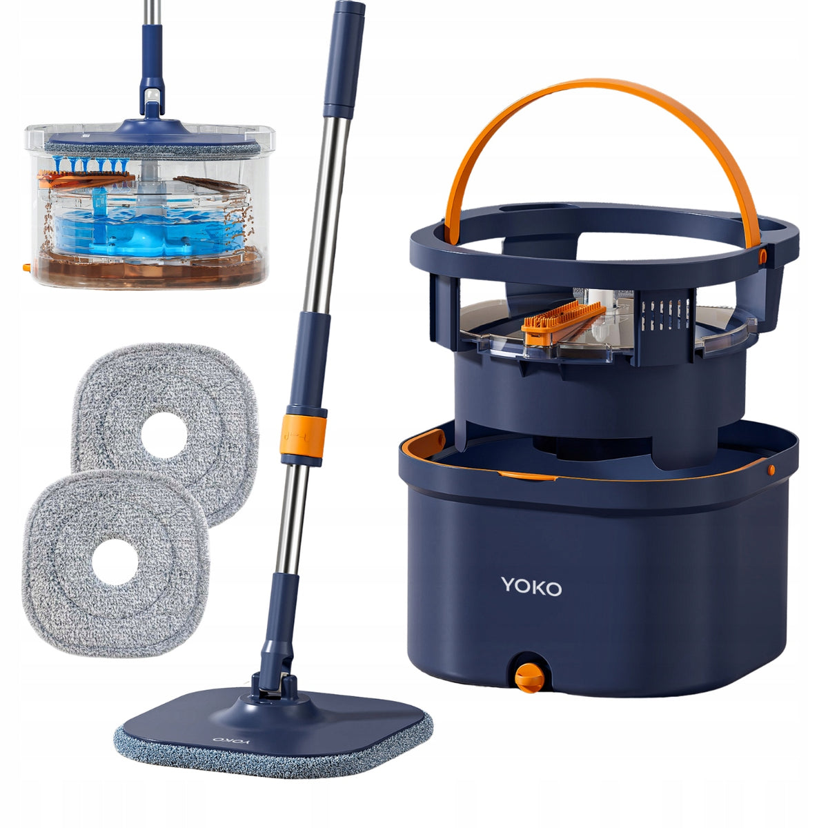 Rotary Mop YOKO SplitUltra Bucket 2 Tanks Water Separation + 2 Cartridges