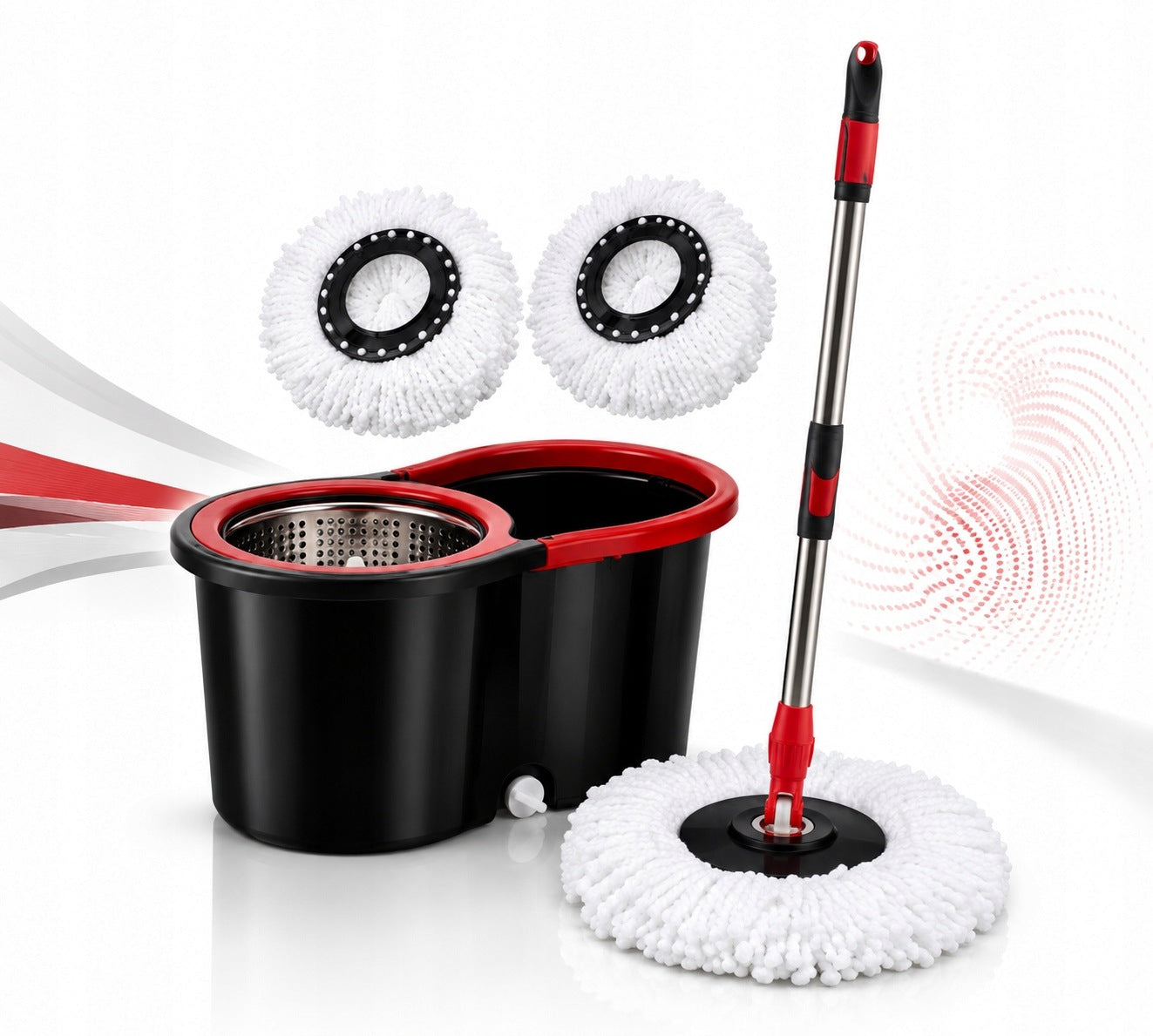 Rotary Mop with Bucket 14L 2 Refills Microfiber Metal Impeller